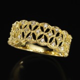 グラツィオーソ　１８Ｋ ハート＆キューピッド ダイヤモンド 透かし柄リング