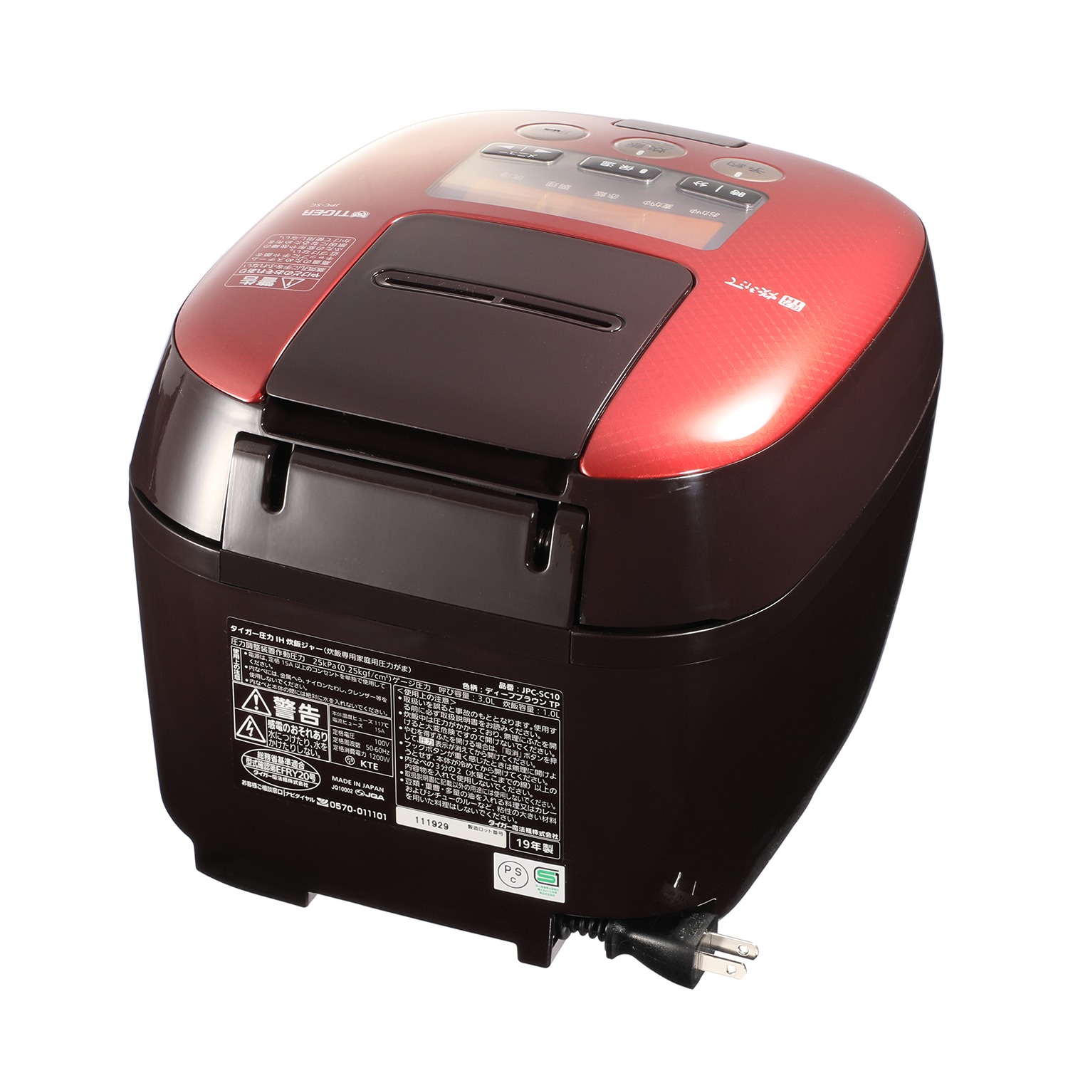 ＜５．５合＞ タイガー かまど熱封 土鍋コーティング 圧力ＩＨ炊飯ジャー “炊きたて”