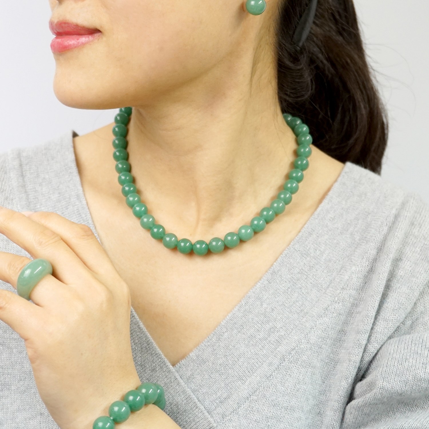 エンプレスジュエリー アベンチュリンクォーツ ラウンドビーズ ネックレス