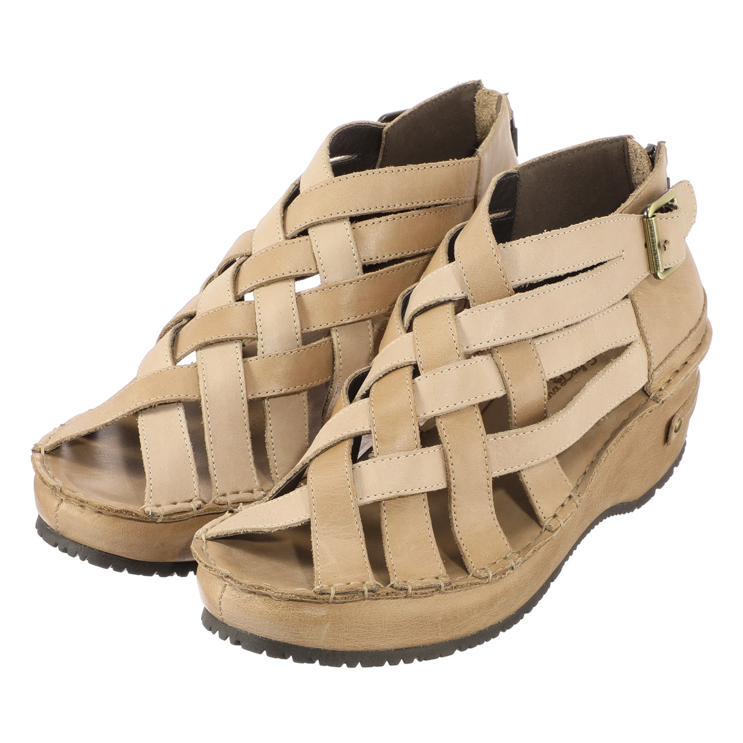 ヒナ　デイグリーン クロスデザイン レザーサンダル