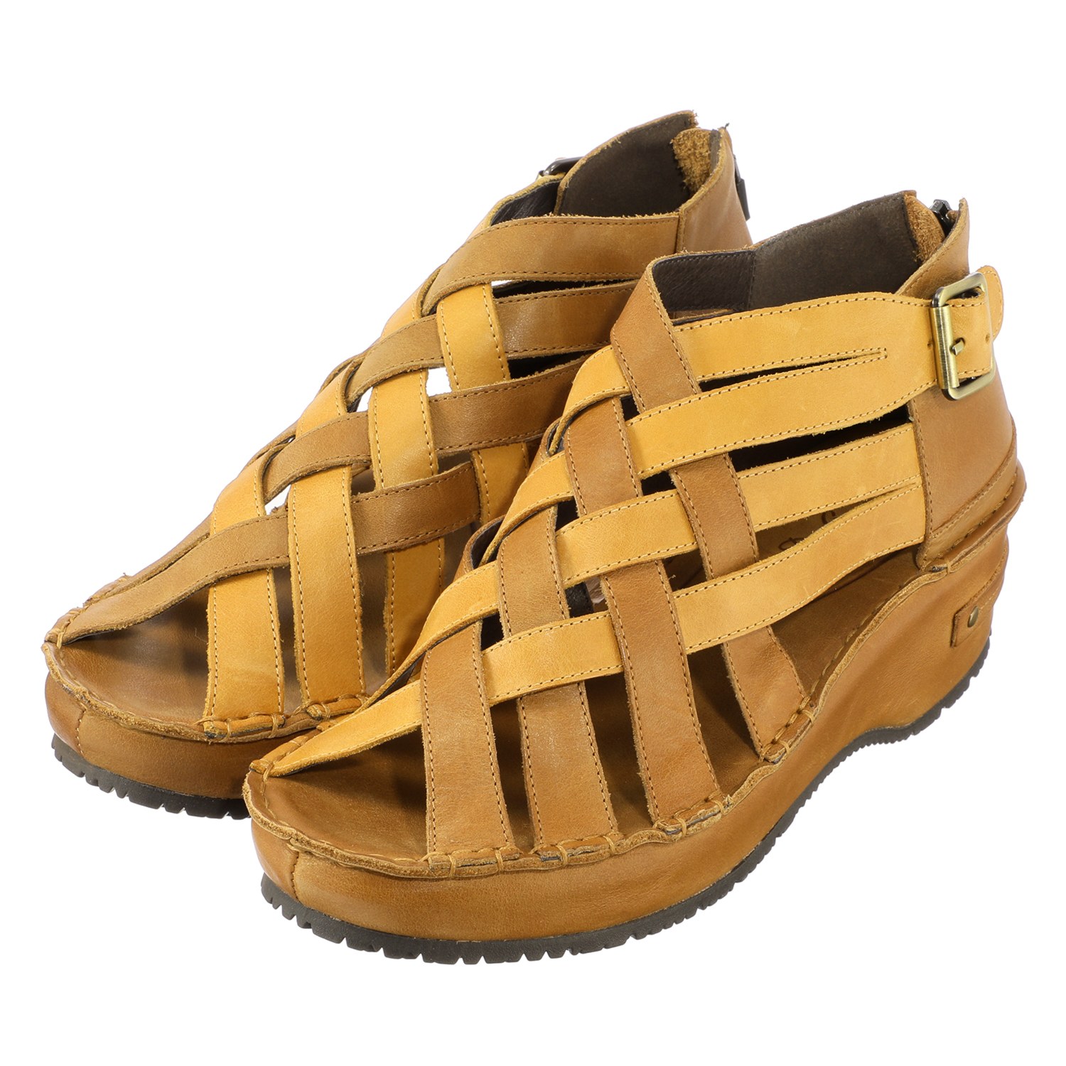 ヒナ　デイグリーン クロスデザイン レザーサンダル