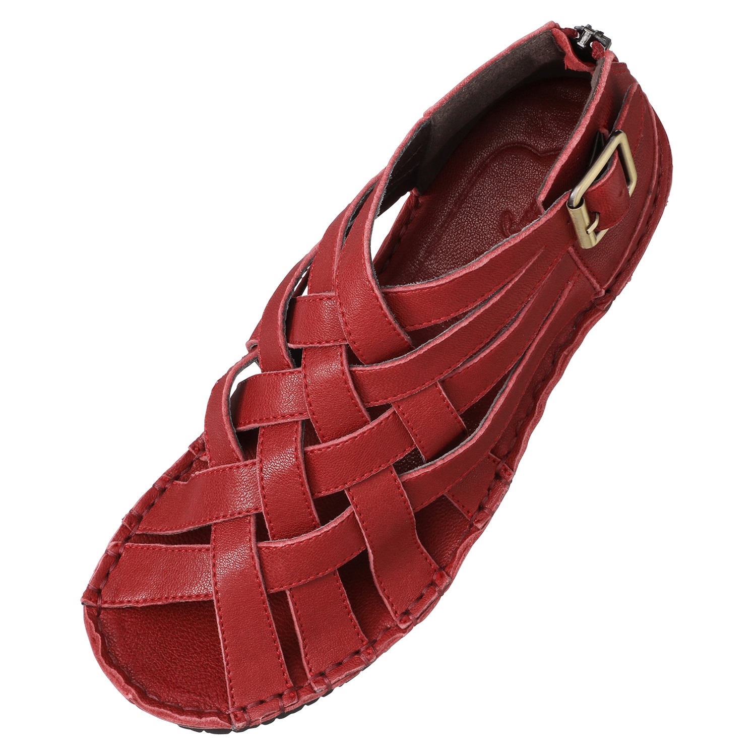 ヒナ　デイグリーン クロスデザイン レザーサンダル