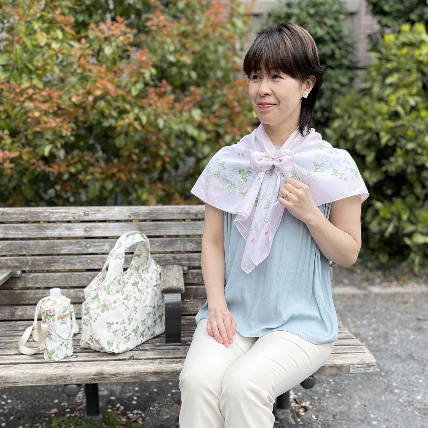 ウェッジウッド ワイルドストロベリー コットンスカーフ アレンジリング付