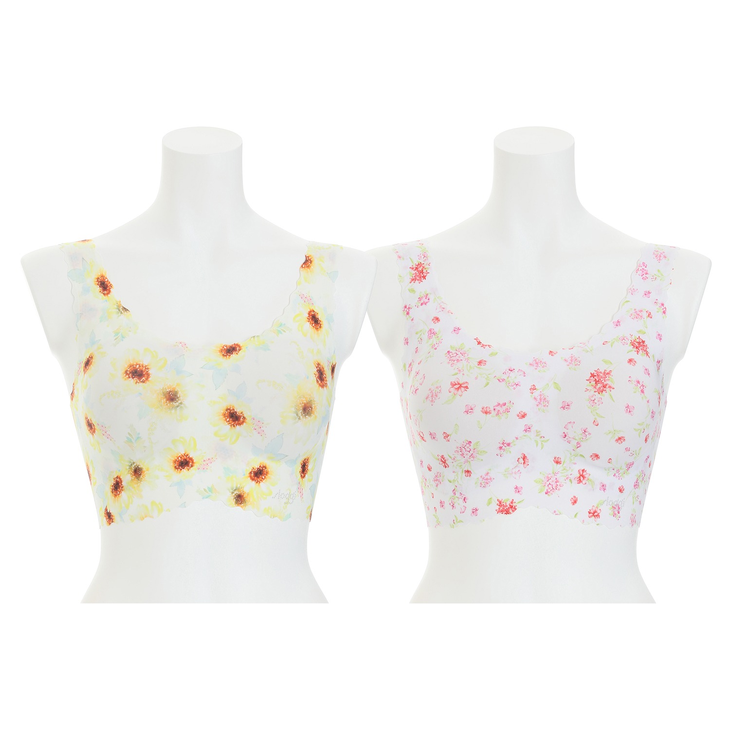 スロギー　ゼロフィール 花柄 ハーフトップブラジャー ２枚セット