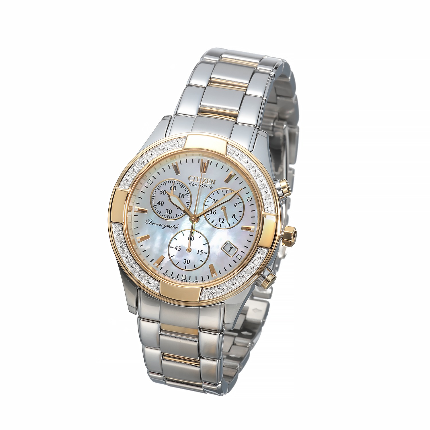 シチズン ダイヤモンド クロノグラフ コンビカラー ソーラーウォッチ