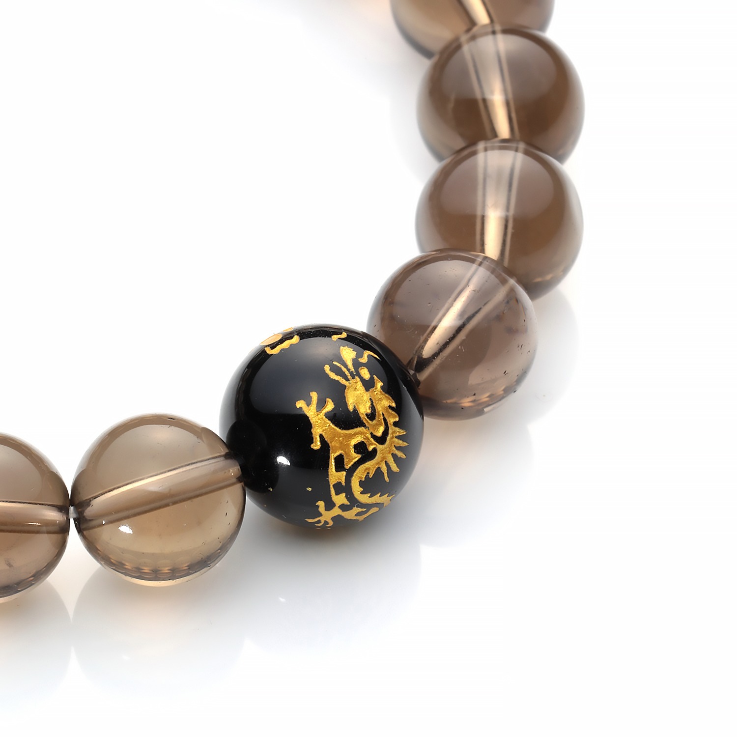 幸石堂 スモーキークォーツ＆ブラックオニキス イラスティック ブレスレット “清栄吉祥”