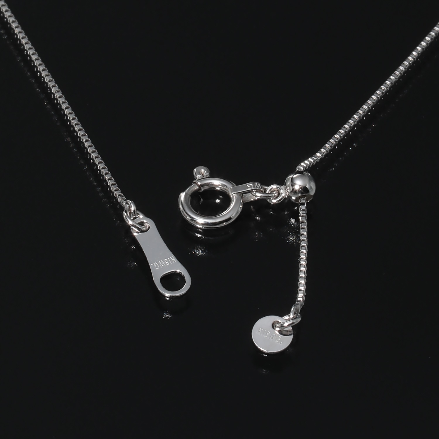 ビジューフルレゾン １８Ｋホワイトゴールド ボックスチェーン スライドネックレス