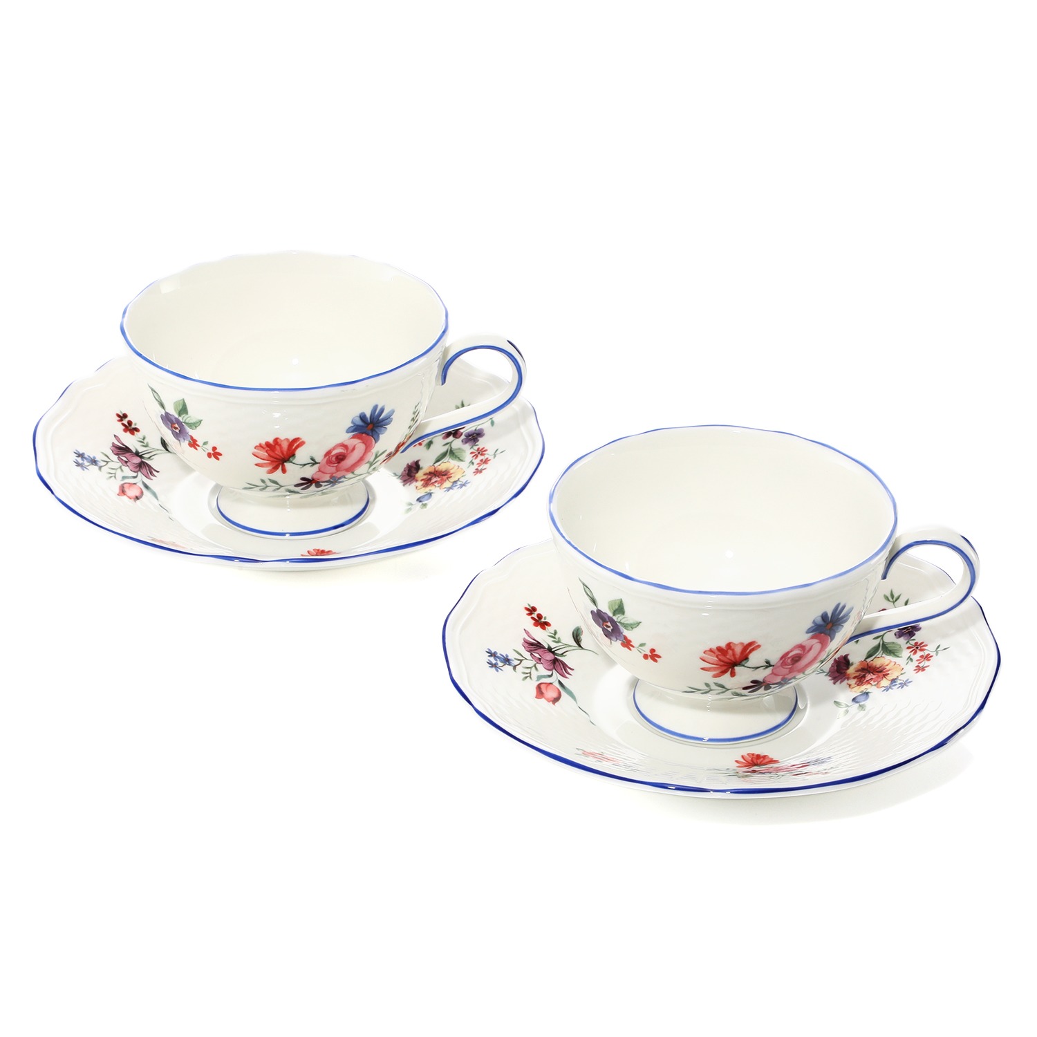 ウェッジウッド タフェッタ　フラワー ティーカップ＆ソーサー ペア