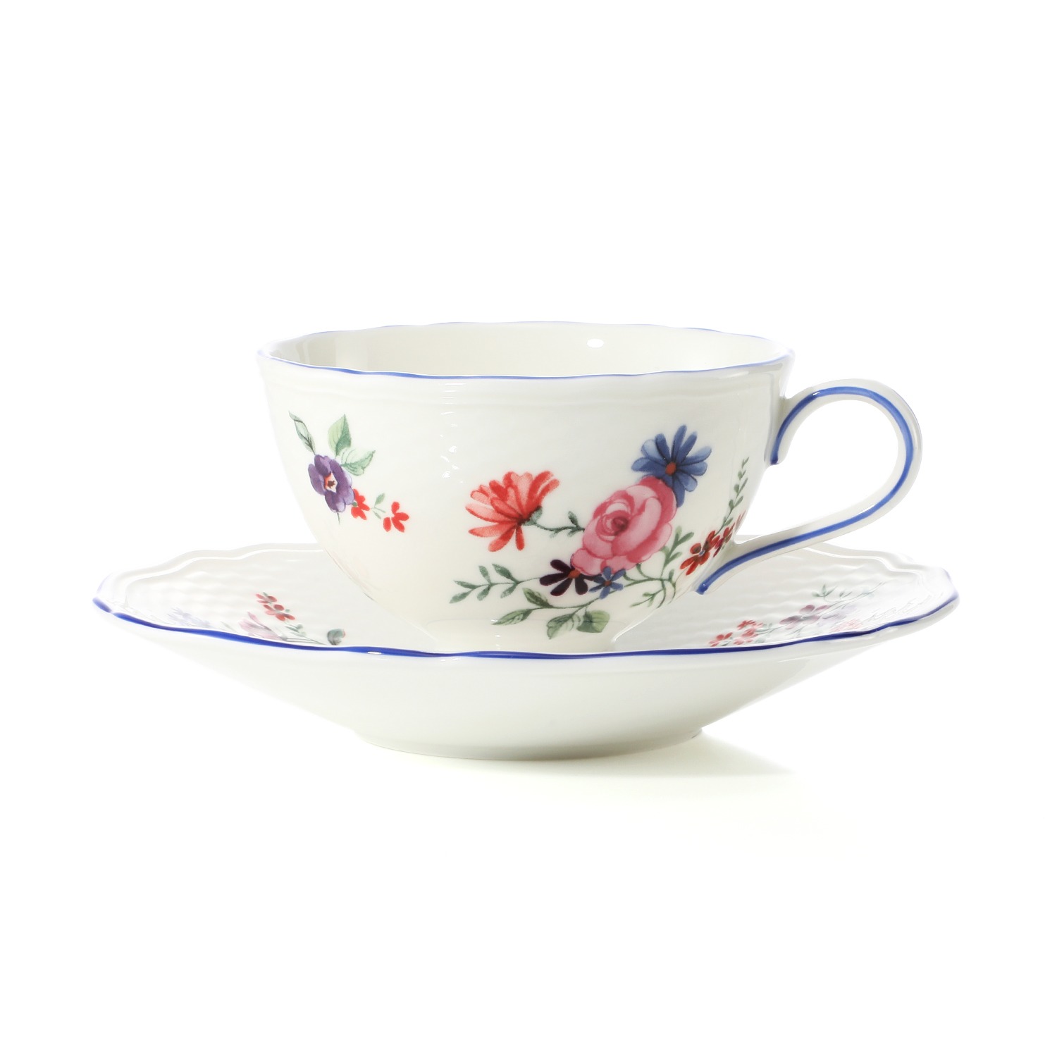 ウェッジウッド タフェッタ　フラワー ティーカップ＆ソーサー ペア