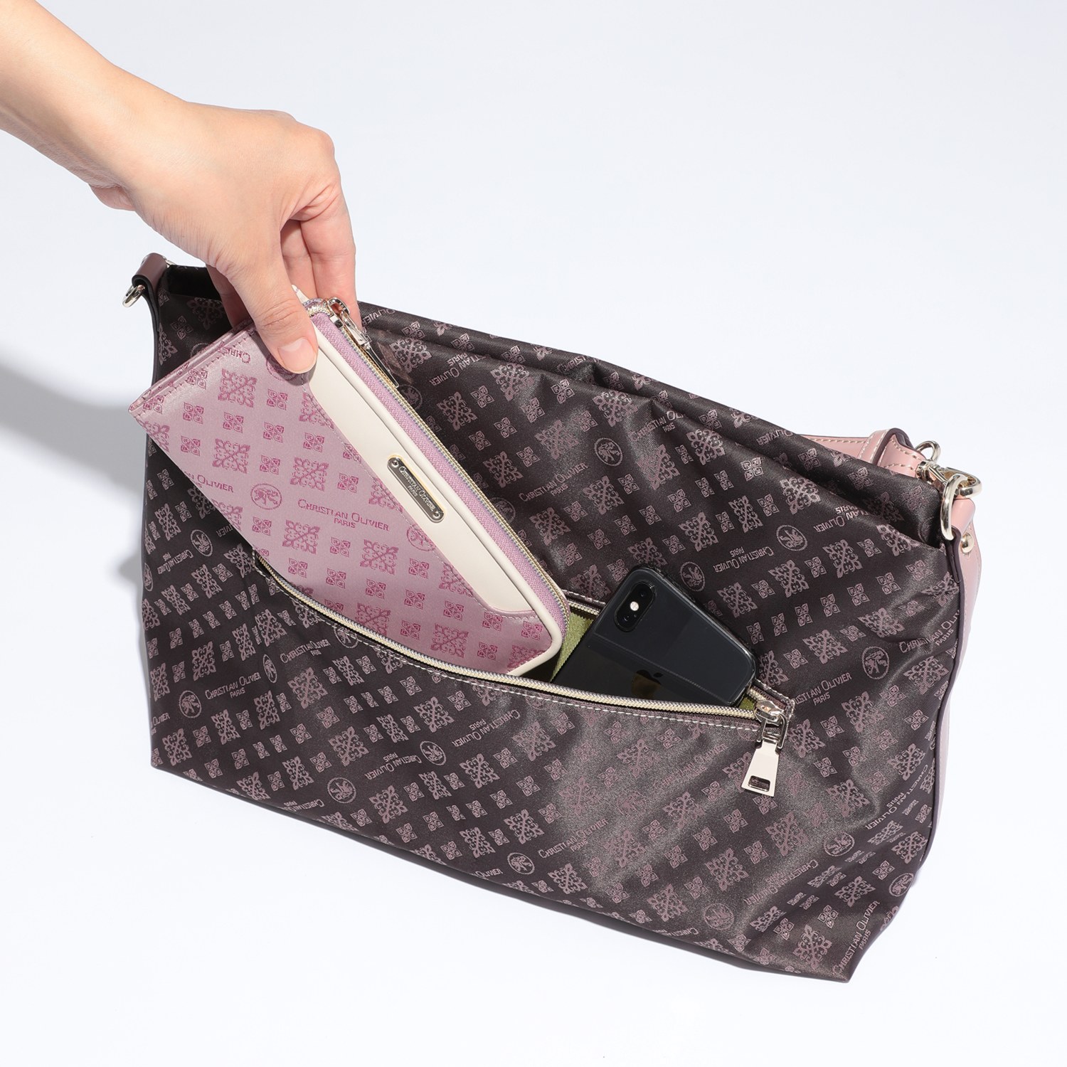 クリスチャン　オリビエ はっ水ジャガード ２ウェイ ワンハンドルバッグ