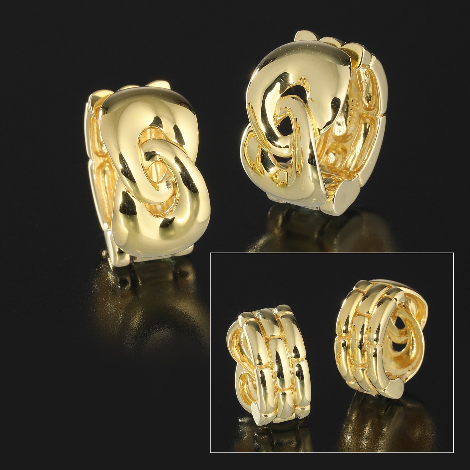 ソルジェ ノット＆ジオメトリック お顔周りを華やかに！ リバーシブルイヤリング “ミミソフト”