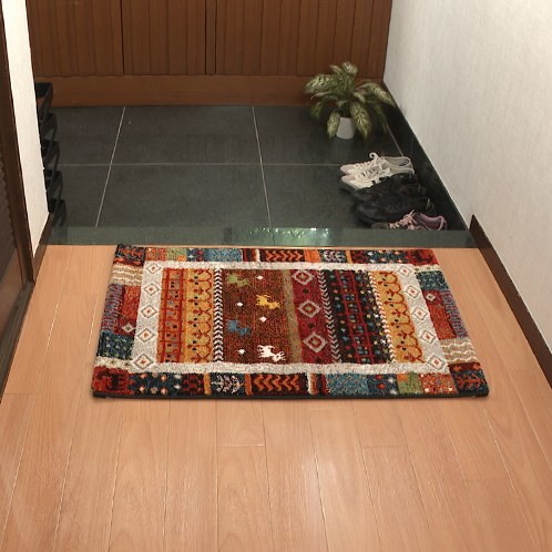 ＜６０×９０ｃｍ＞ イケヒコ ふんわりソフトな ボリューム感！ トルコ製　ギャベ調 ウィルトン織マット 