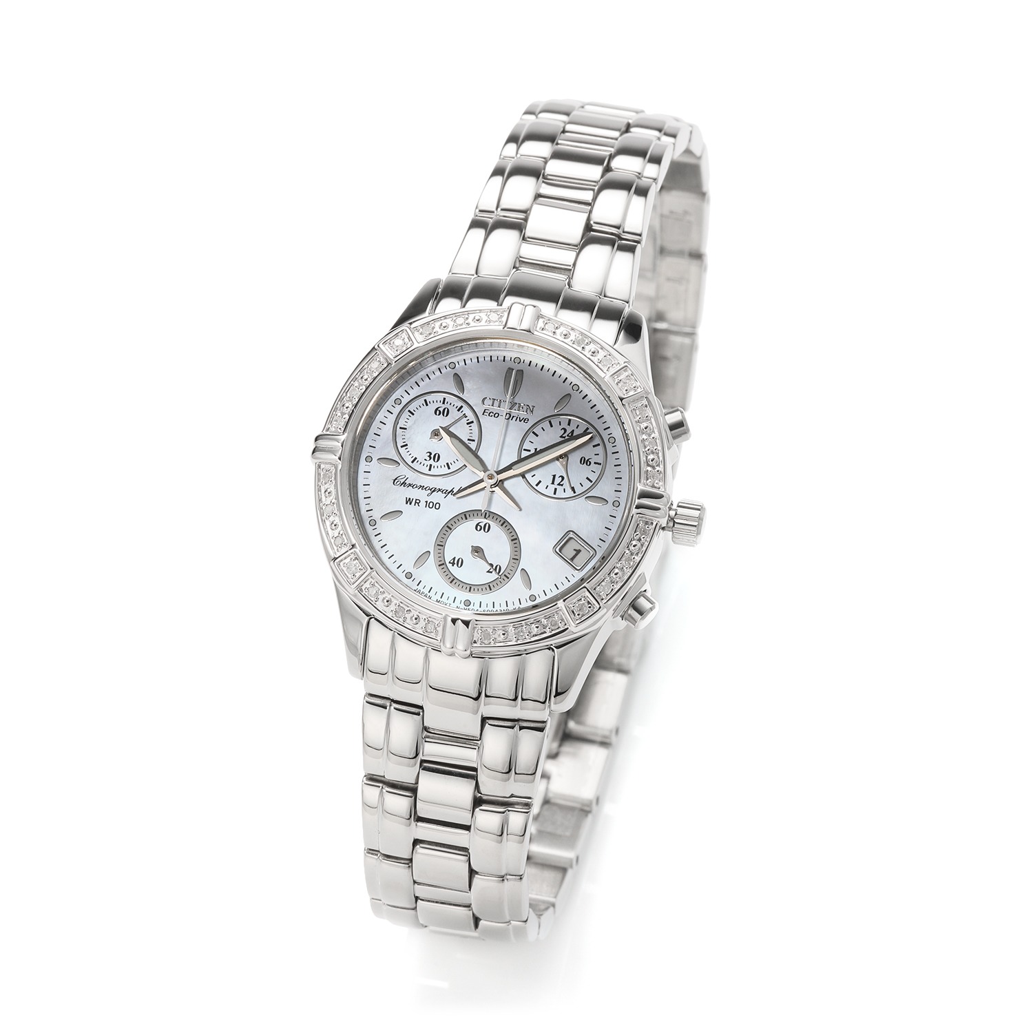 シチズン ダイヤモンド クロノグラフ ラウンドフェイス ソーラーウォッチ ＜シルバーカラー＞