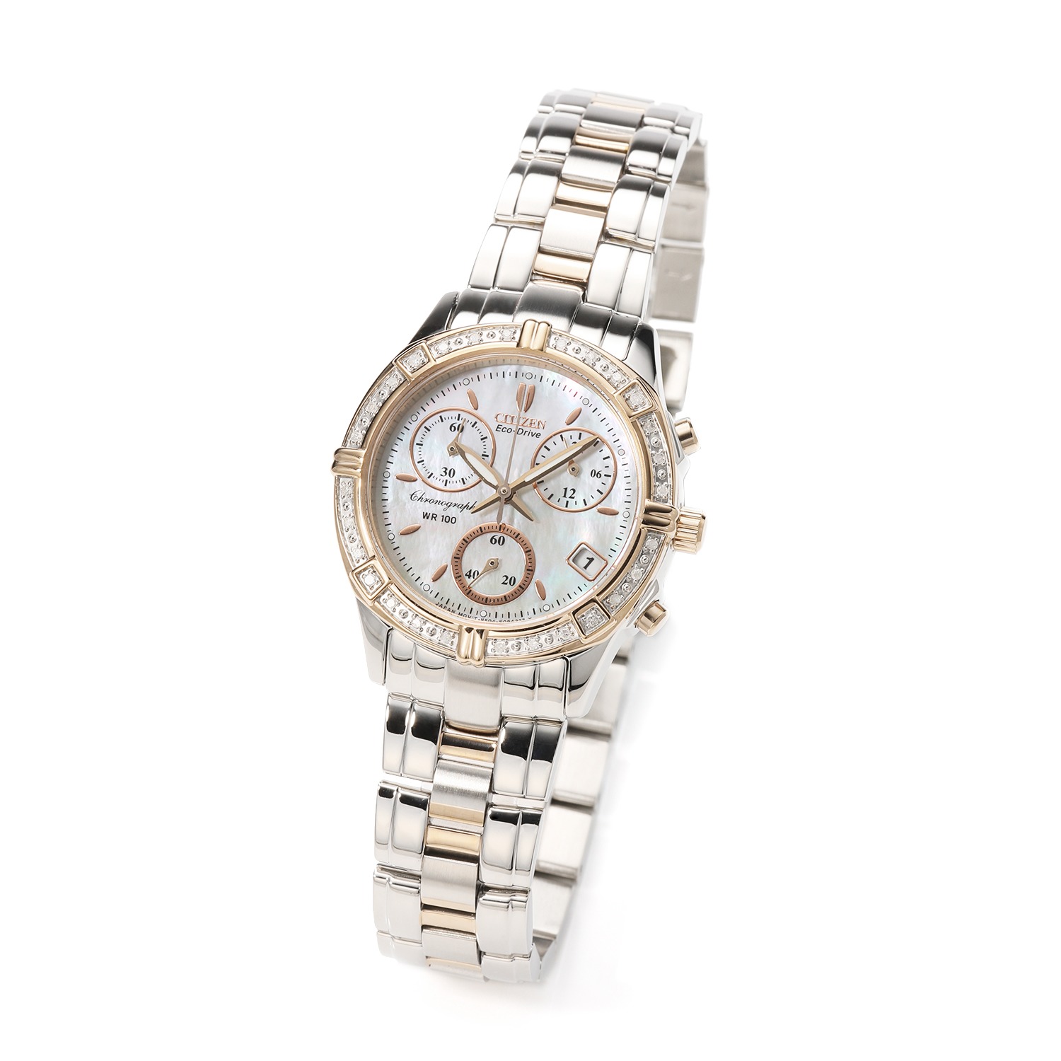 シチズン ダイヤモンド クロノグラフ ラウンドフェイス ソーラーウォッチ ＜コンビカラー＞