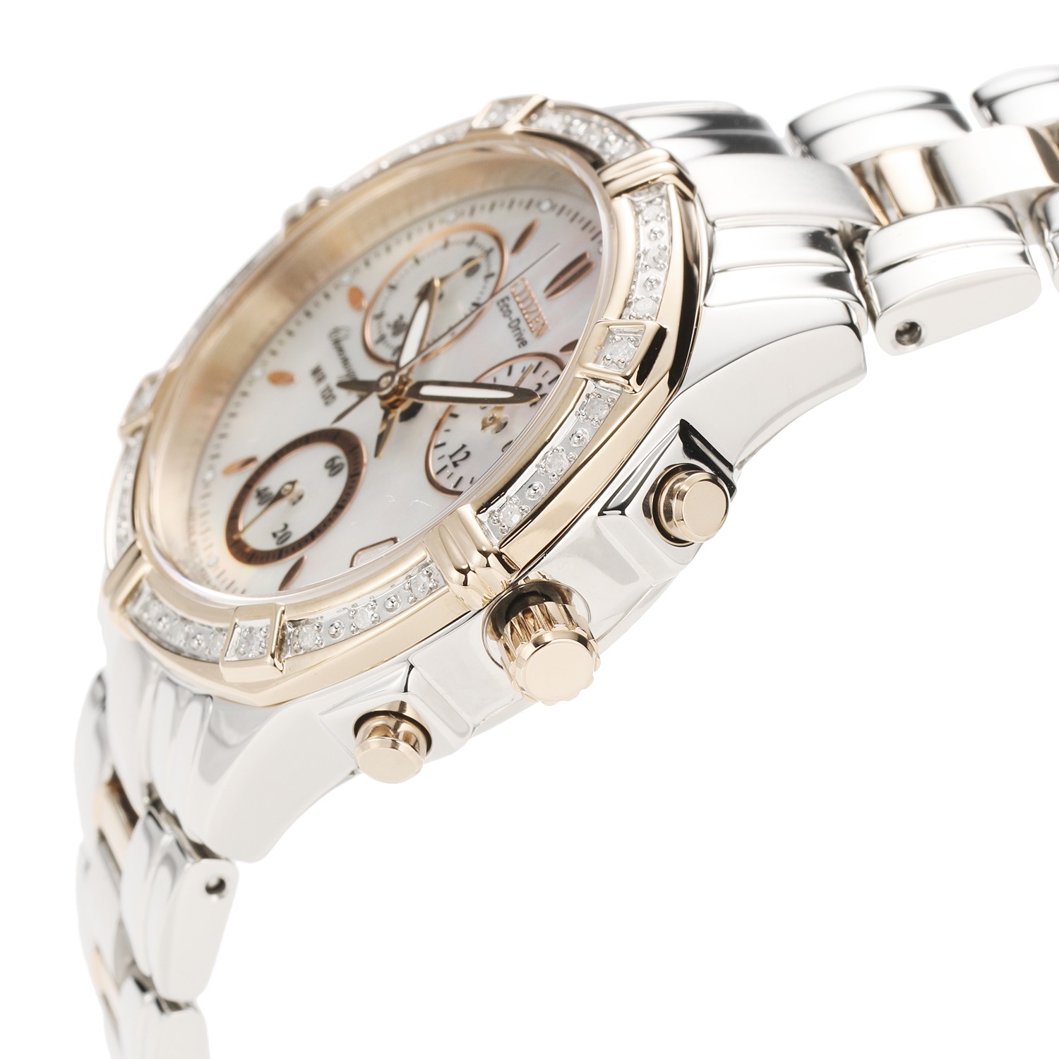 シチズン ダイヤモンド クロノグラフ ラウンドフェイス ソーラーウォッチ ＜コンビカラー＞