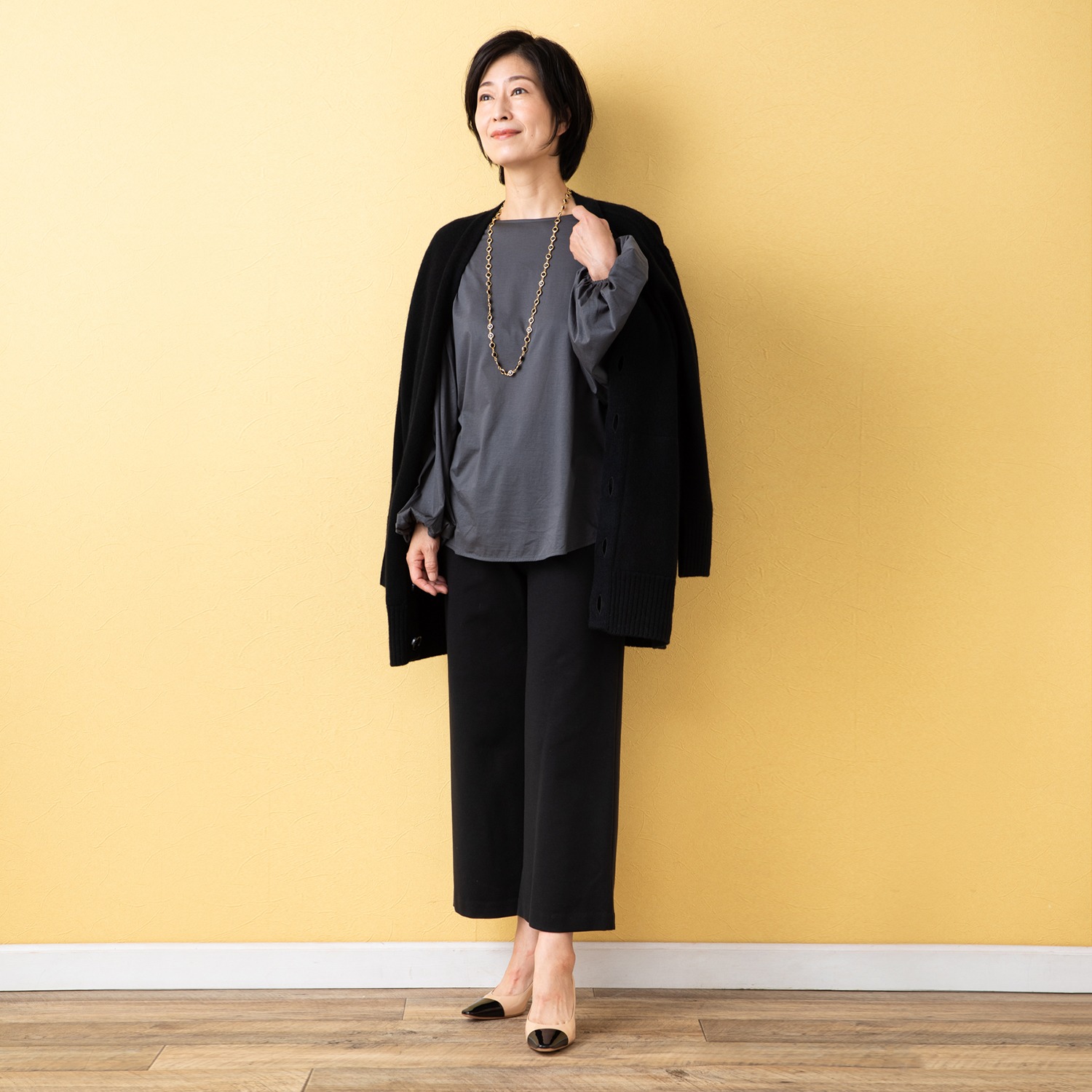 上質ごこち 尾州のこだわり あたたかワイドパンツ