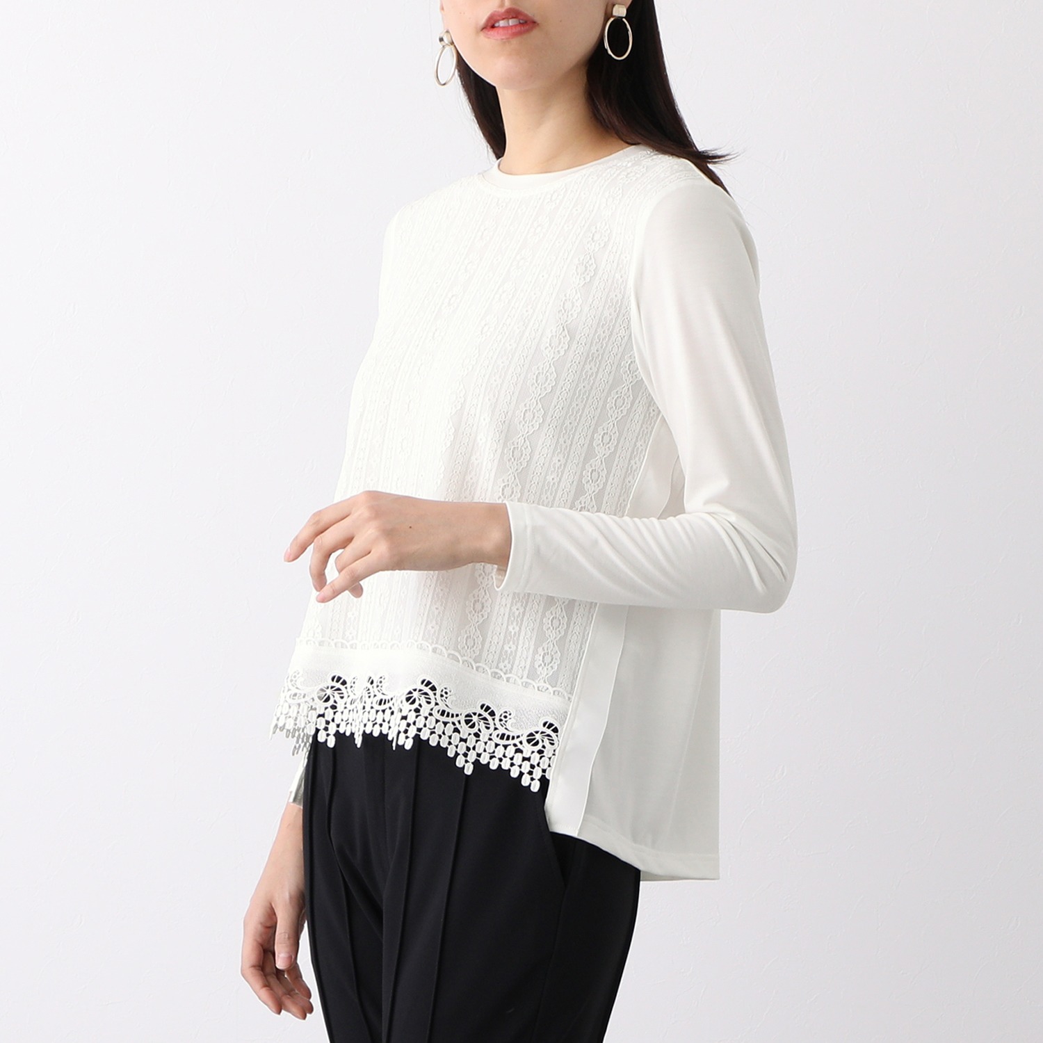 スタイル ラヴィー レース切替 プルオーバー ファッション カットソー ｔシャツ 長袖 スタイル ラヴィー 通販 テレビショッピングのショップチャンネル