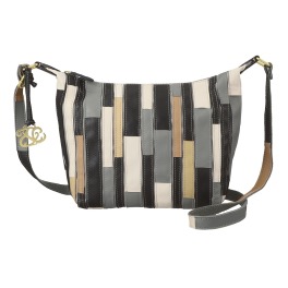 ズッケロフィラート ラムレザー パッチワークデザイン ショルダーバッグ