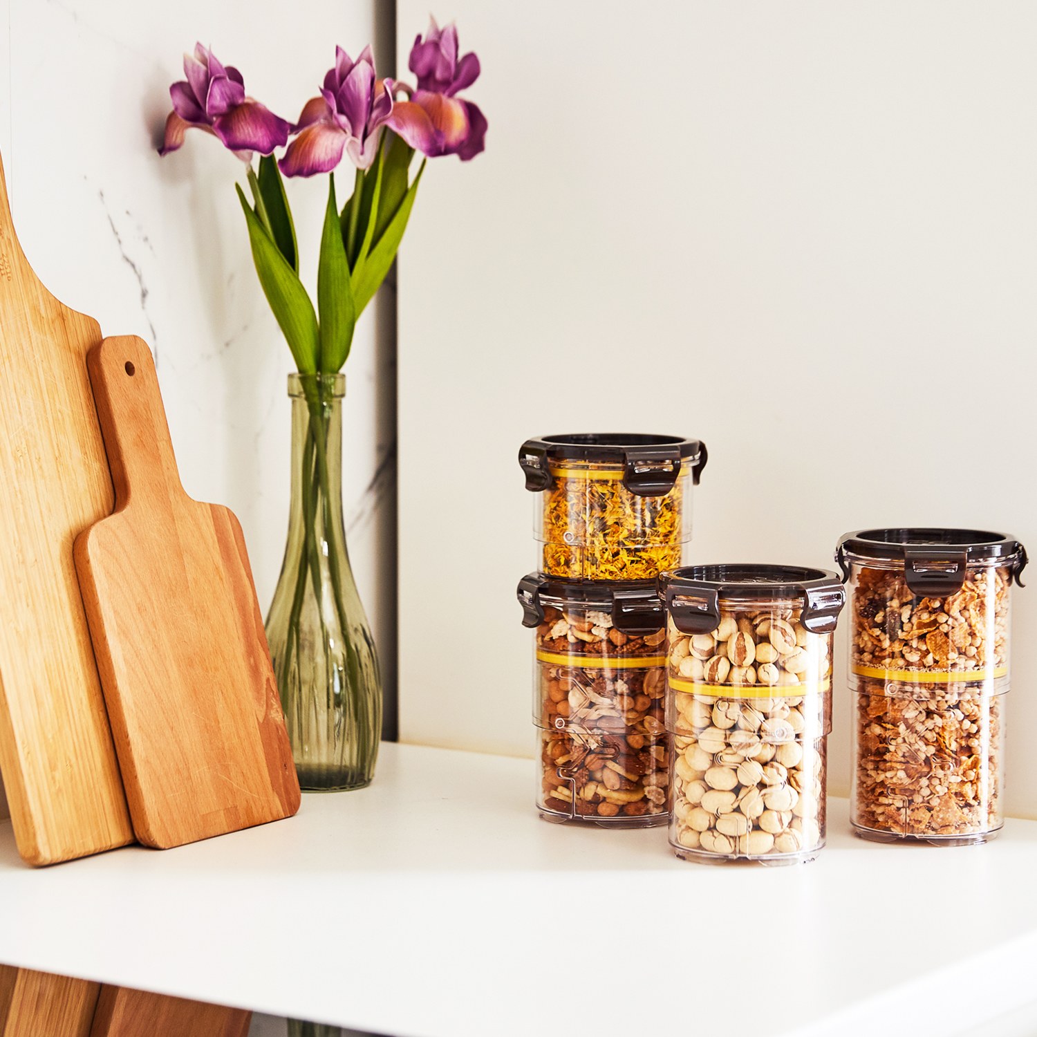 高さ調節ができる！ 積み重ねてロックも可能 保存容器 パズルロック