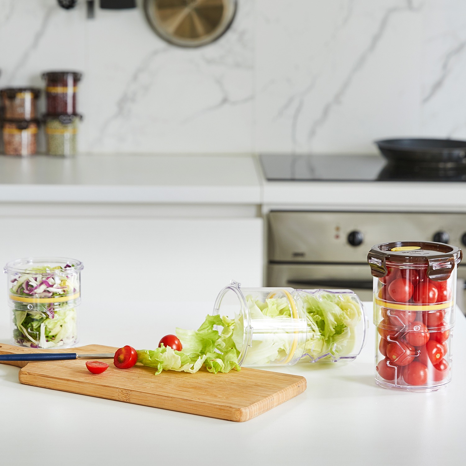 高さ調節ができる！ 積み重ねてロックも可能 保存容器 パズルロック