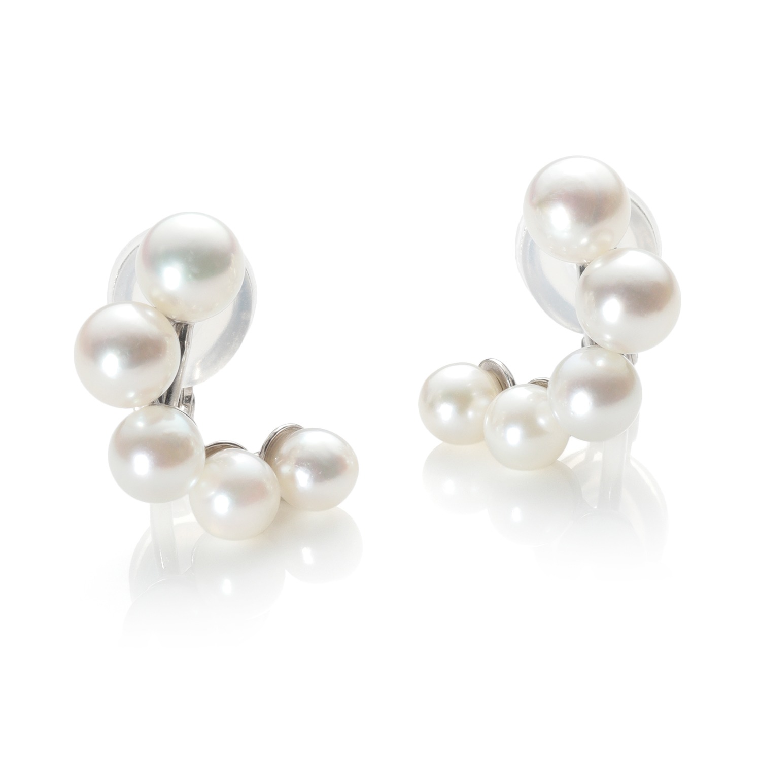 パール　ユリマ ハロン湾産 無調色アコヤパール カーブライン イヤリング／ピアス