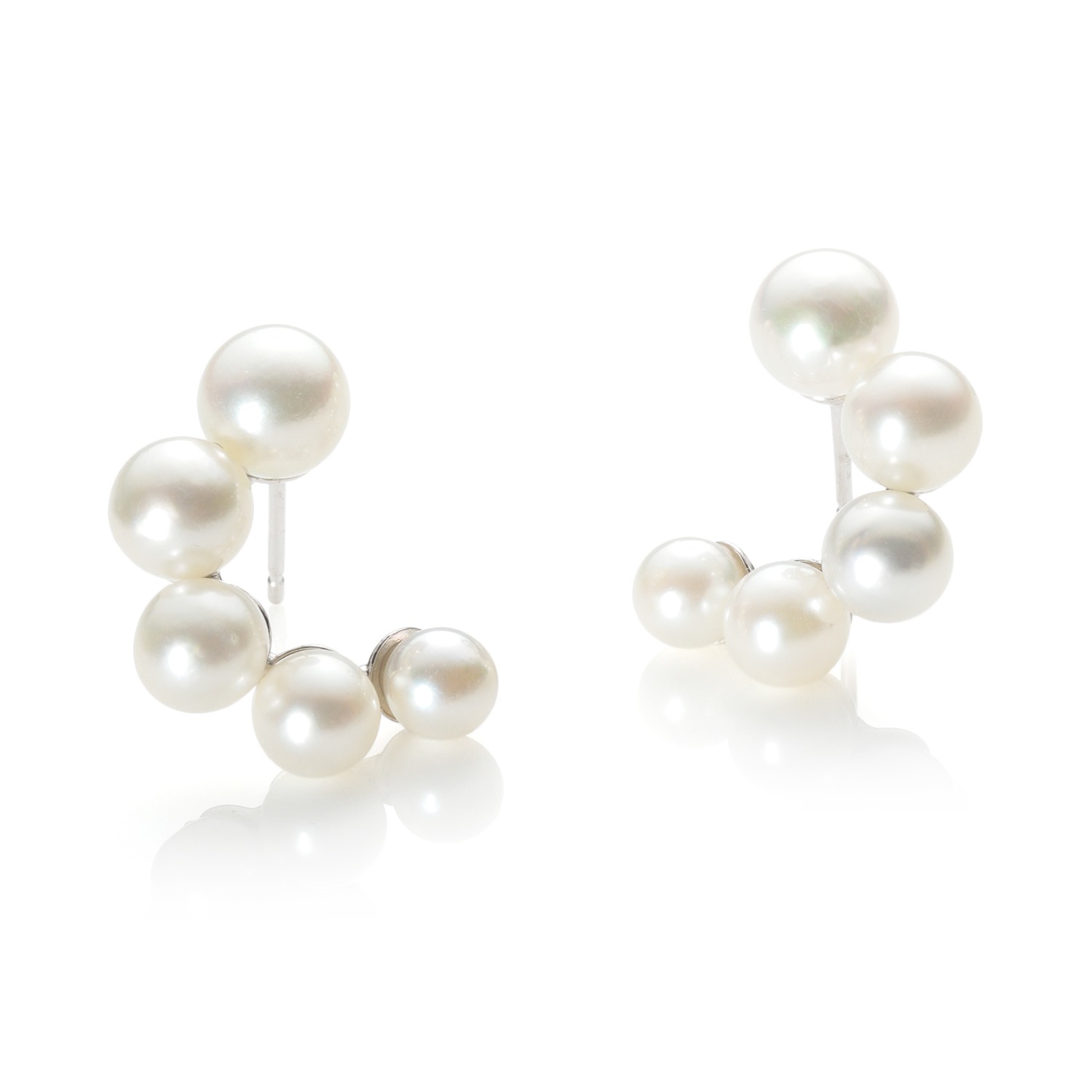 パール　ユリマ ハロン湾産 無調色アコヤパール カーブライン イヤリング／ピアス