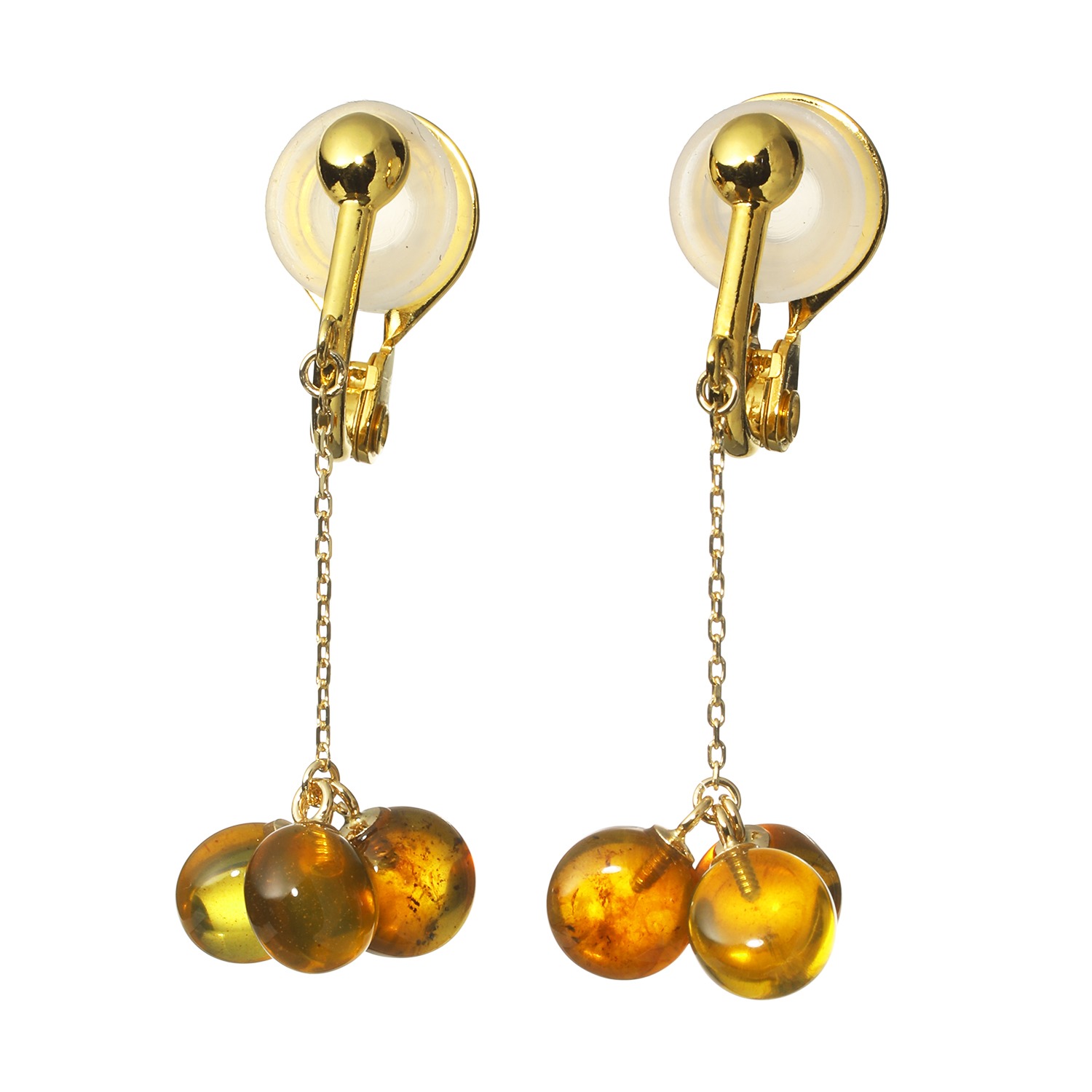 久慈琥珀 １０Ｋ アンバー しゃらしゃら ピアス／イヤリング