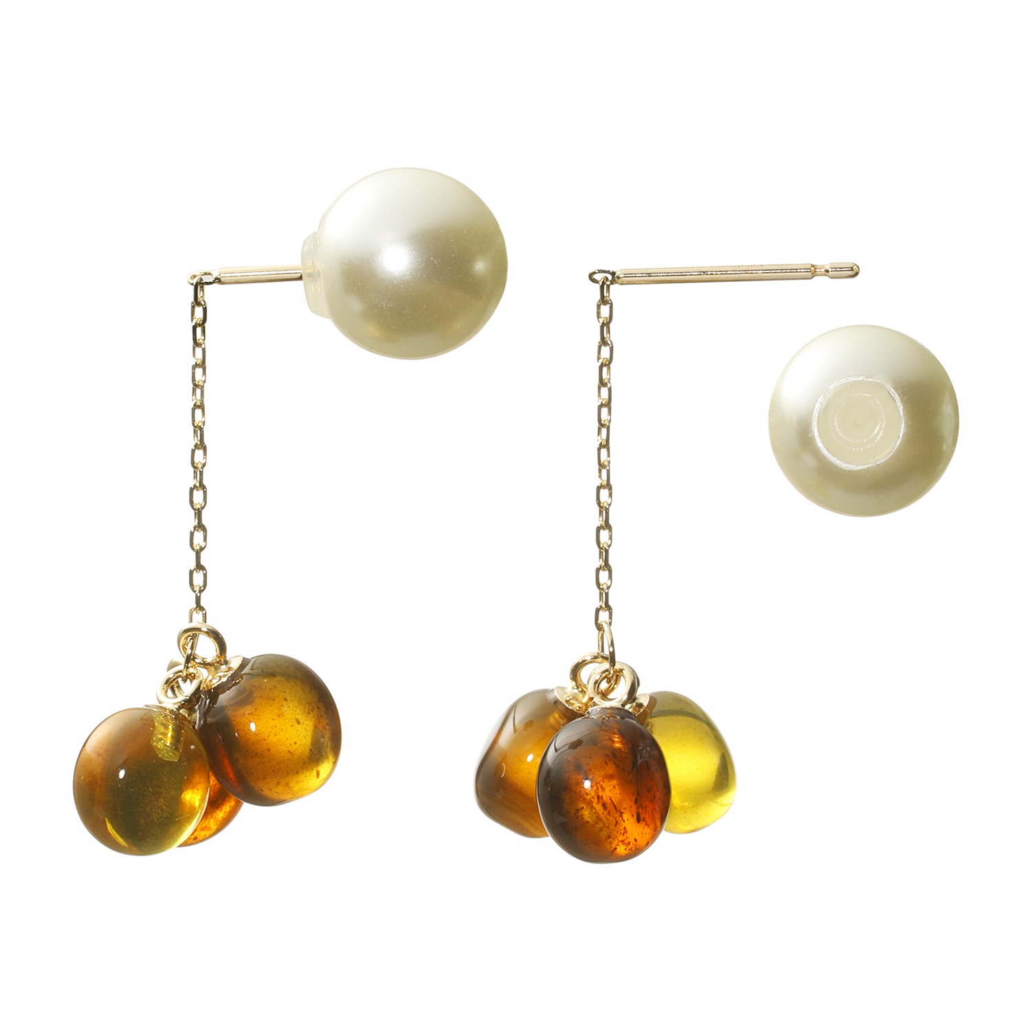 久慈琥珀 １０Ｋ アンバー しゃらしゃら ピアス／イヤリング