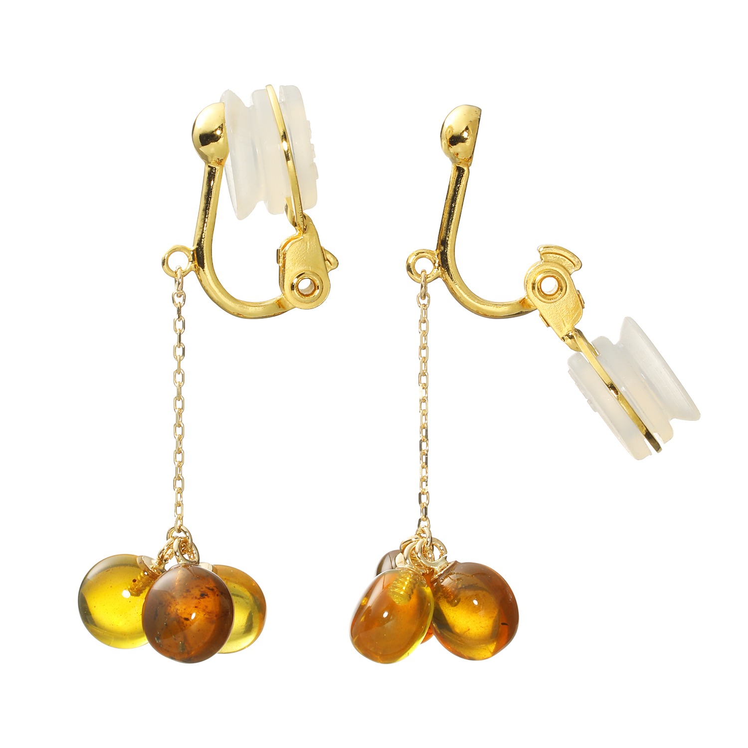 久慈琥珀 １０Ｋ アンバー しゃらしゃら ピアス／イヤリング