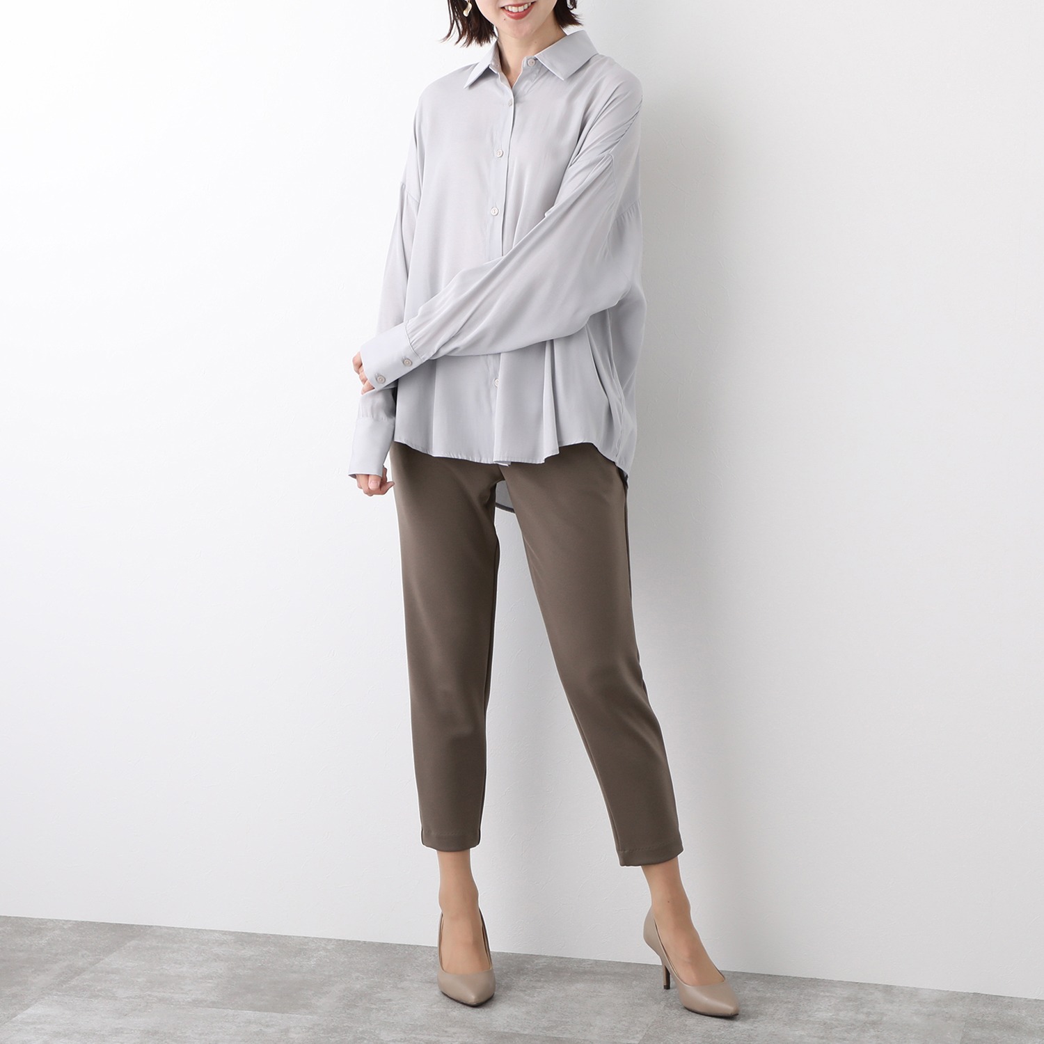 上質ごこち 静電気防止 クロップト テーパードパンツ