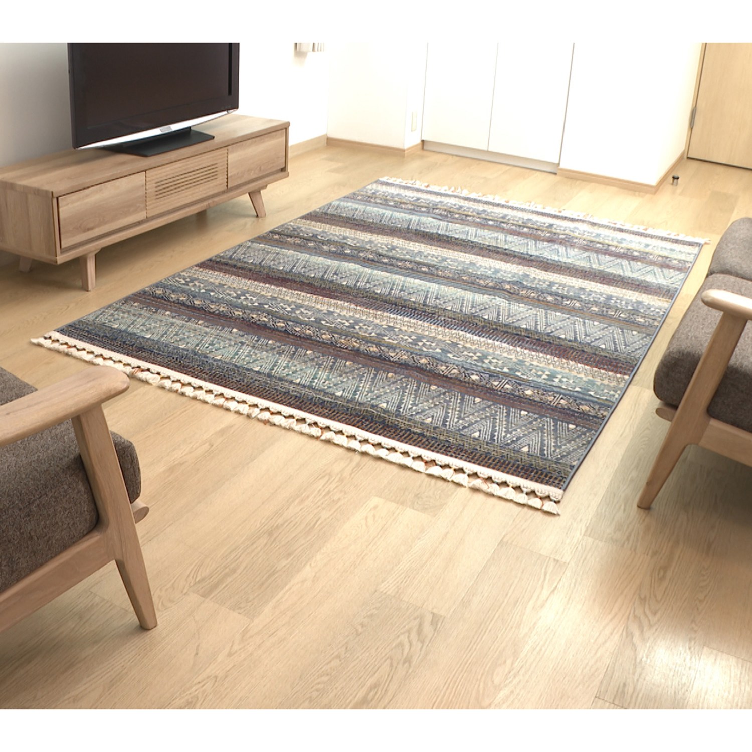  ＜長方形Ｍ＞ イケヒコ トルコ製 キリム調カーペット “ケール”