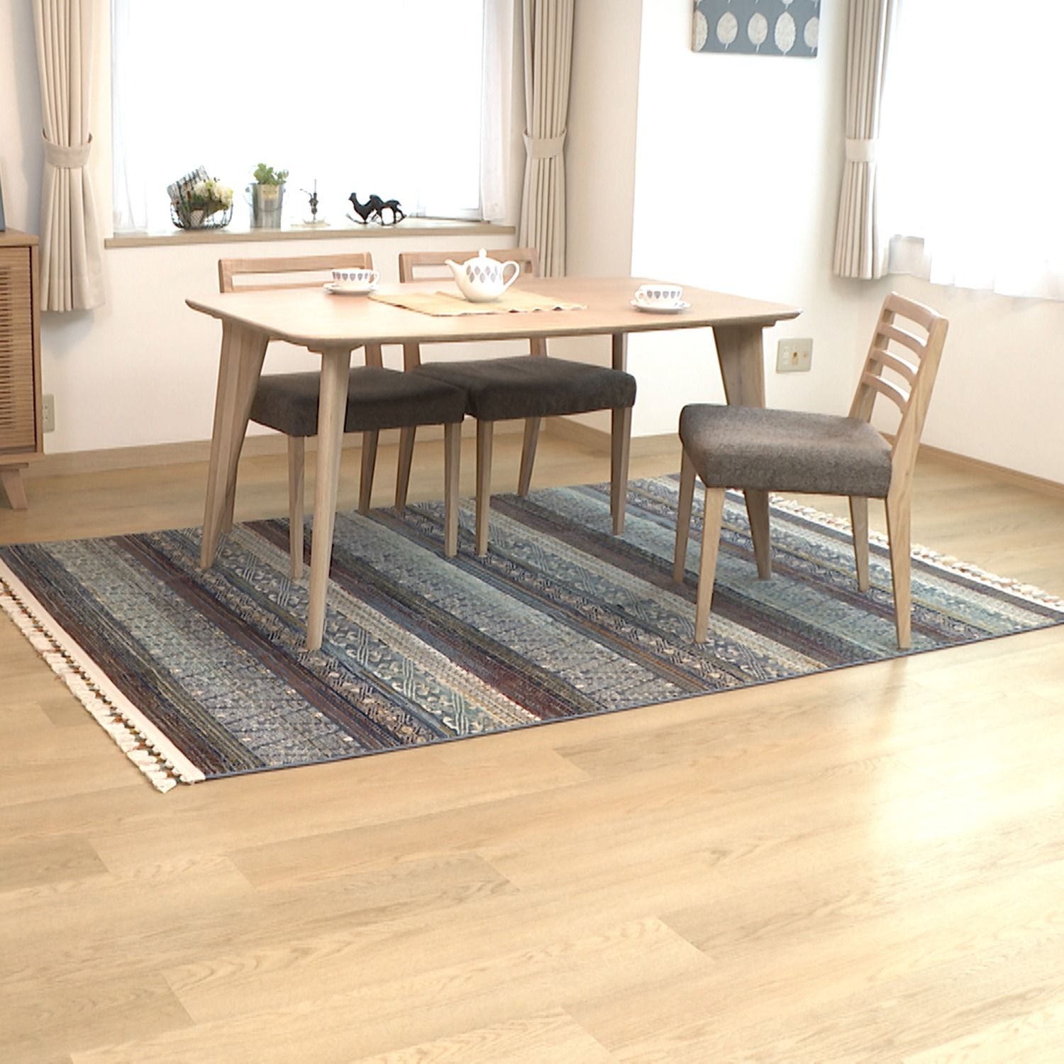  ＜長方形Ｍ＞ イケヒコ トルコ製 キリム調カーペット “ケール”