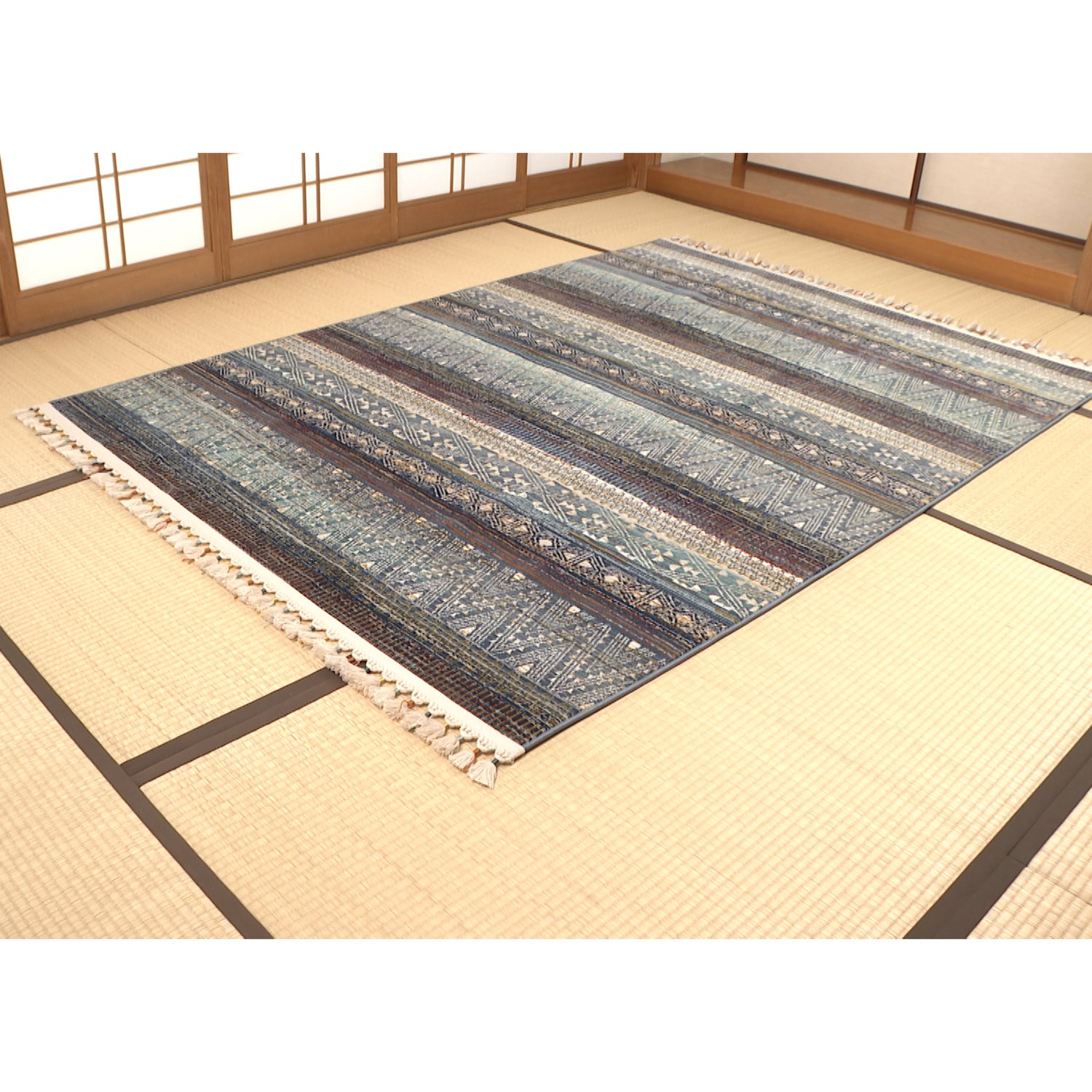  ＜長方形Ｍ＞ イケヒコ トルコ製 キリム調カーペット “ケール”