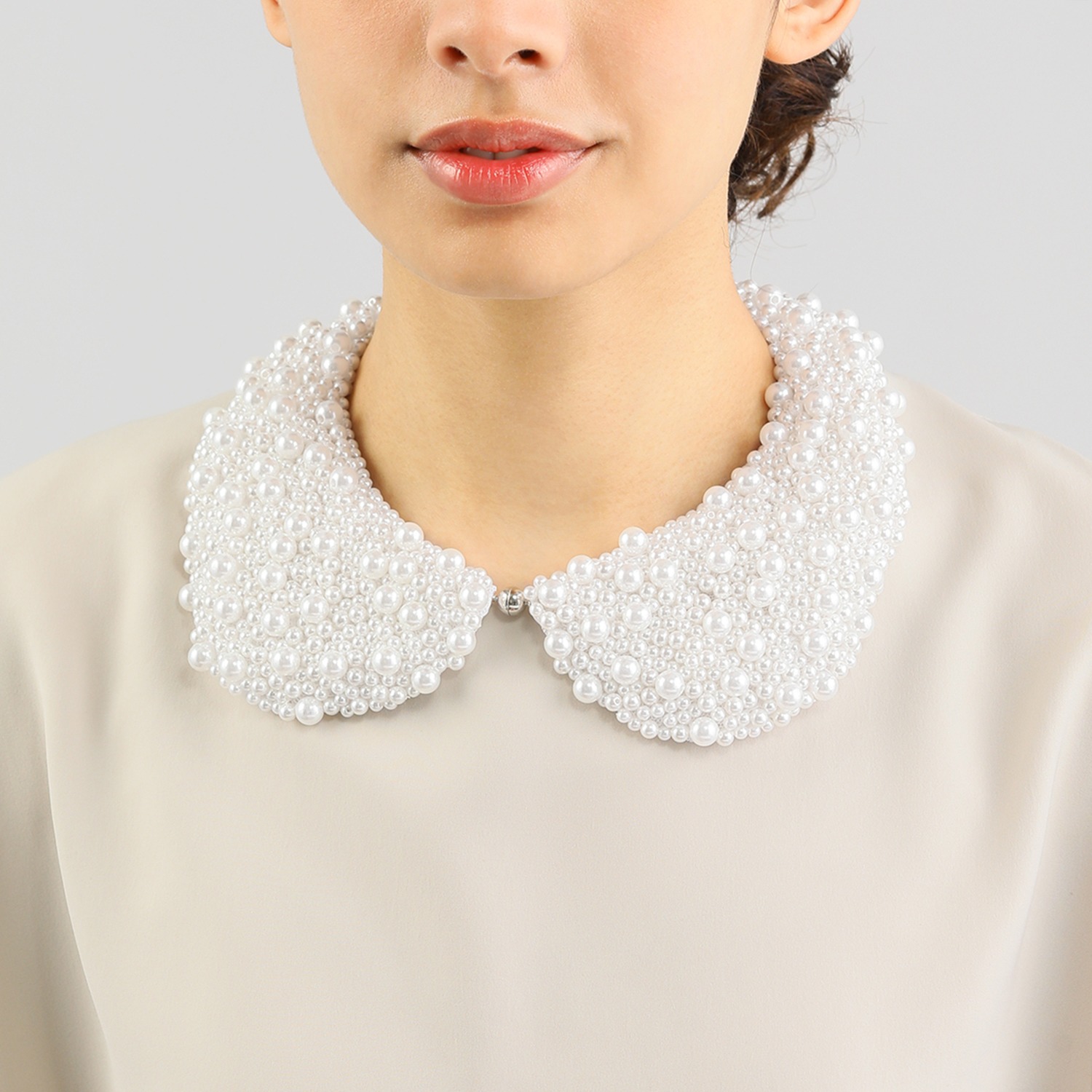 メルレット パールビジュウ ビーディング 付け襟風ネックレス