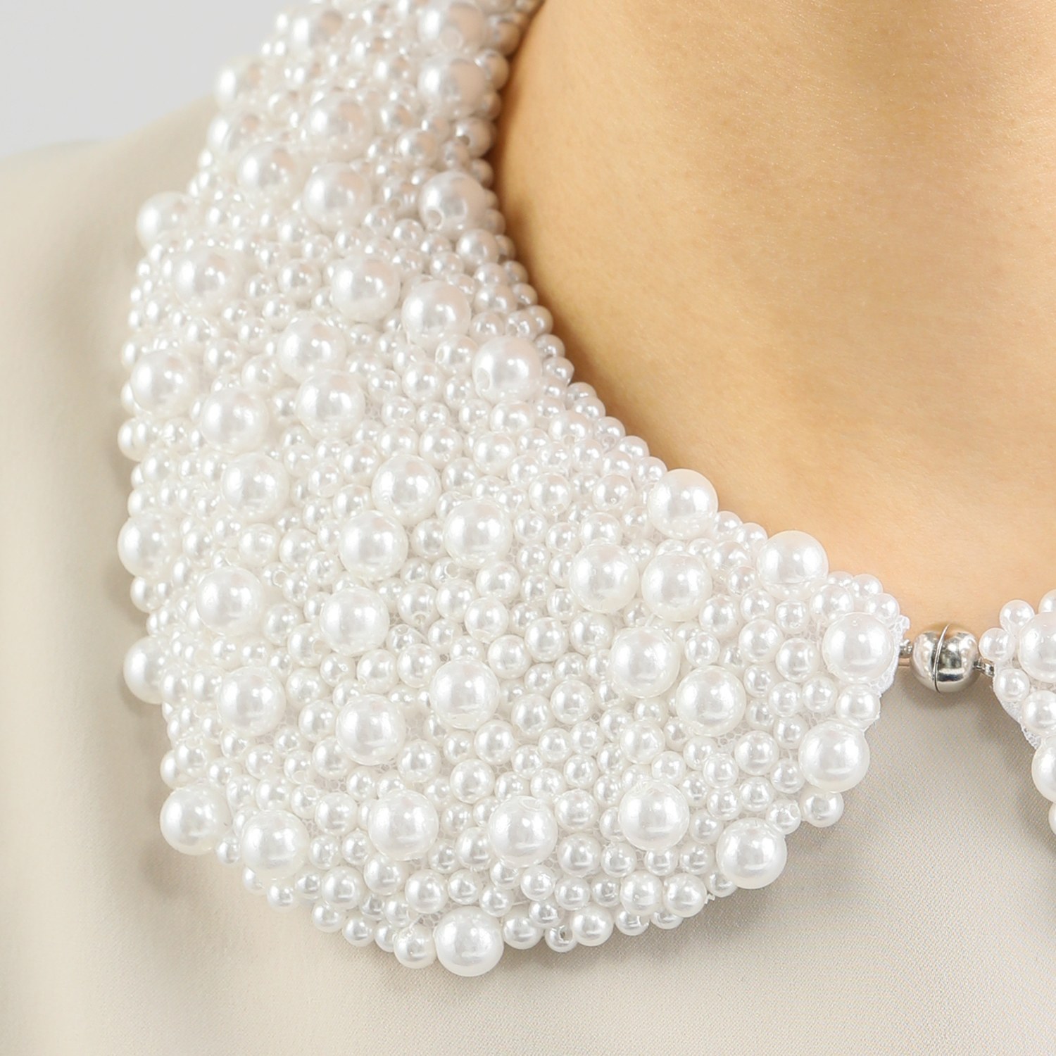 メルレット パールビジュウ ビーディング 付け襟風ネックレス