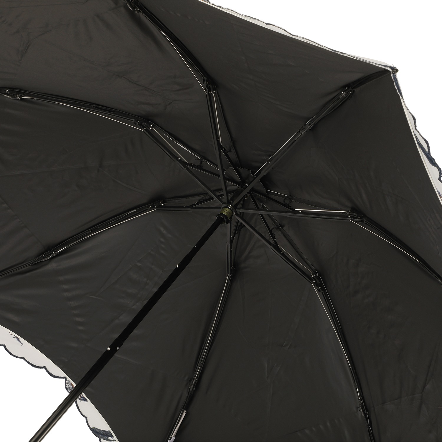 シノワズリーモダン 軽量 フェザー刺しゅう 晴雨兼用ミニ折りたたみ傘