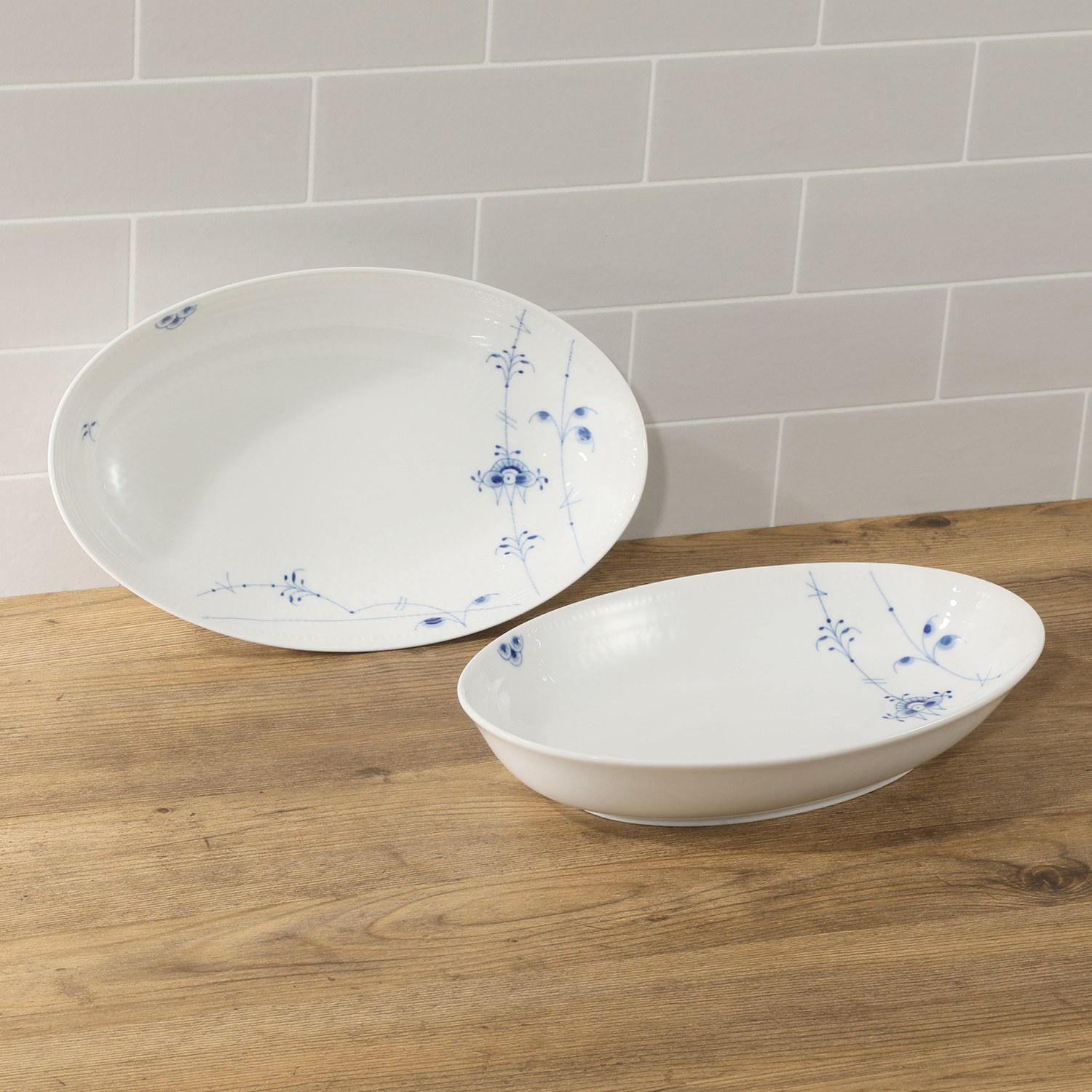 ロイヤル　コペンハーゲン ブルーパルメッテ オーバルディッシュ　ペア