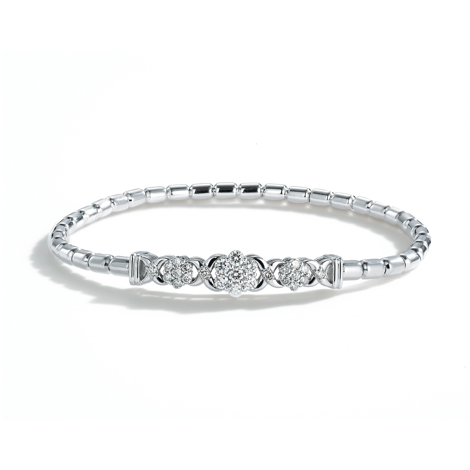 ソルジェ お手元で美しく輝く ０．５カラットＵＰ シャンパンカラー ダイヤモンド 簡単装着！バングル “ウデソフト”