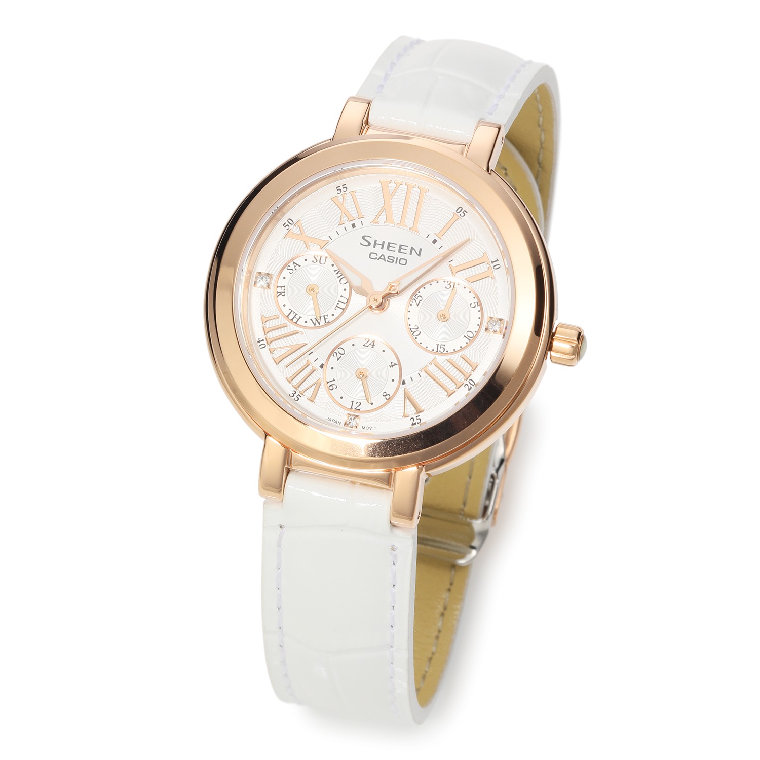 ＜ホワイトレザー＞カシオ レディース腕時計 “ＳＨＥＥＮ（シーン）”