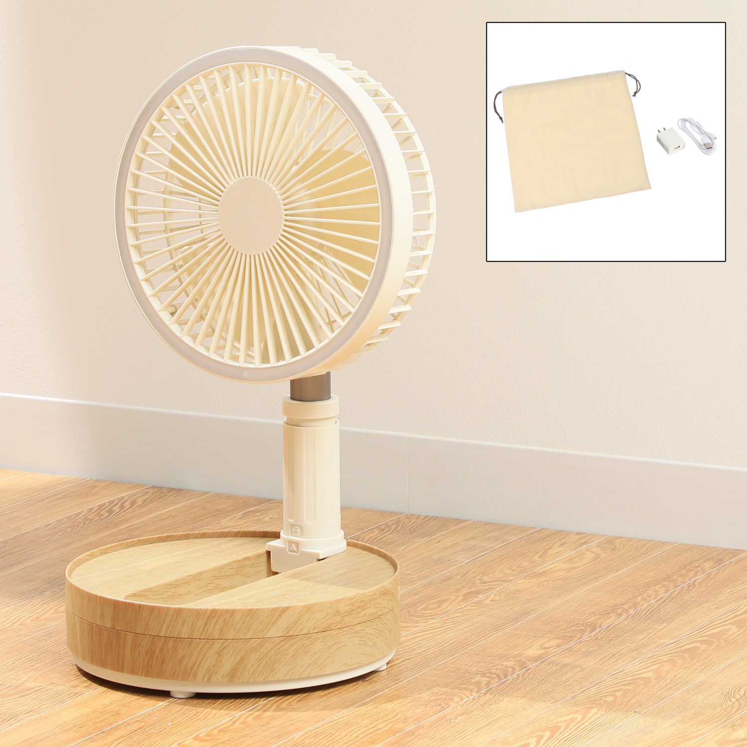 扇風機と ＬＥＤライトが融合した 充電式 マルチフォールディング ファン