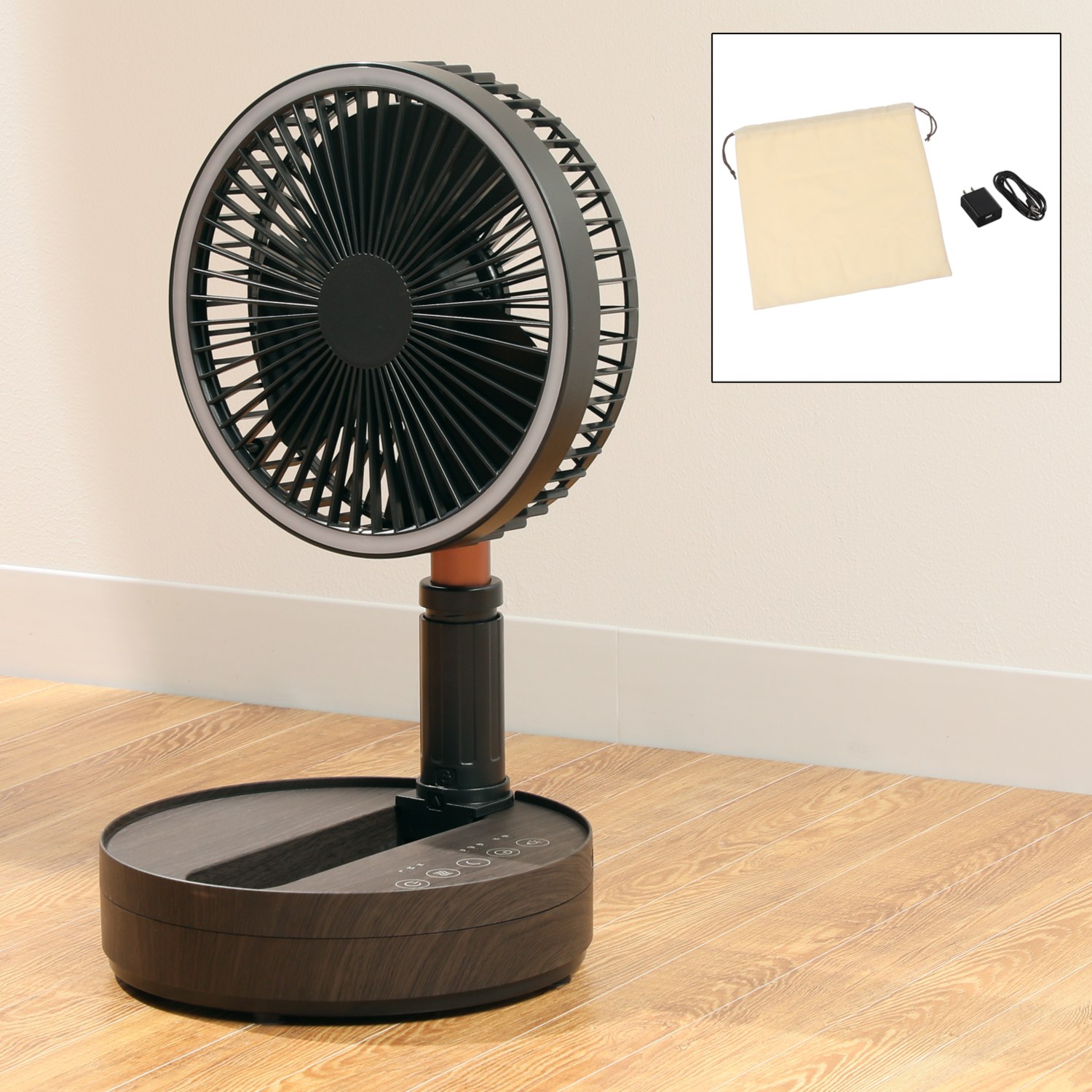 扇風機と ＬＥＤライトが融合した 充電式 マルチフォールディング ファン