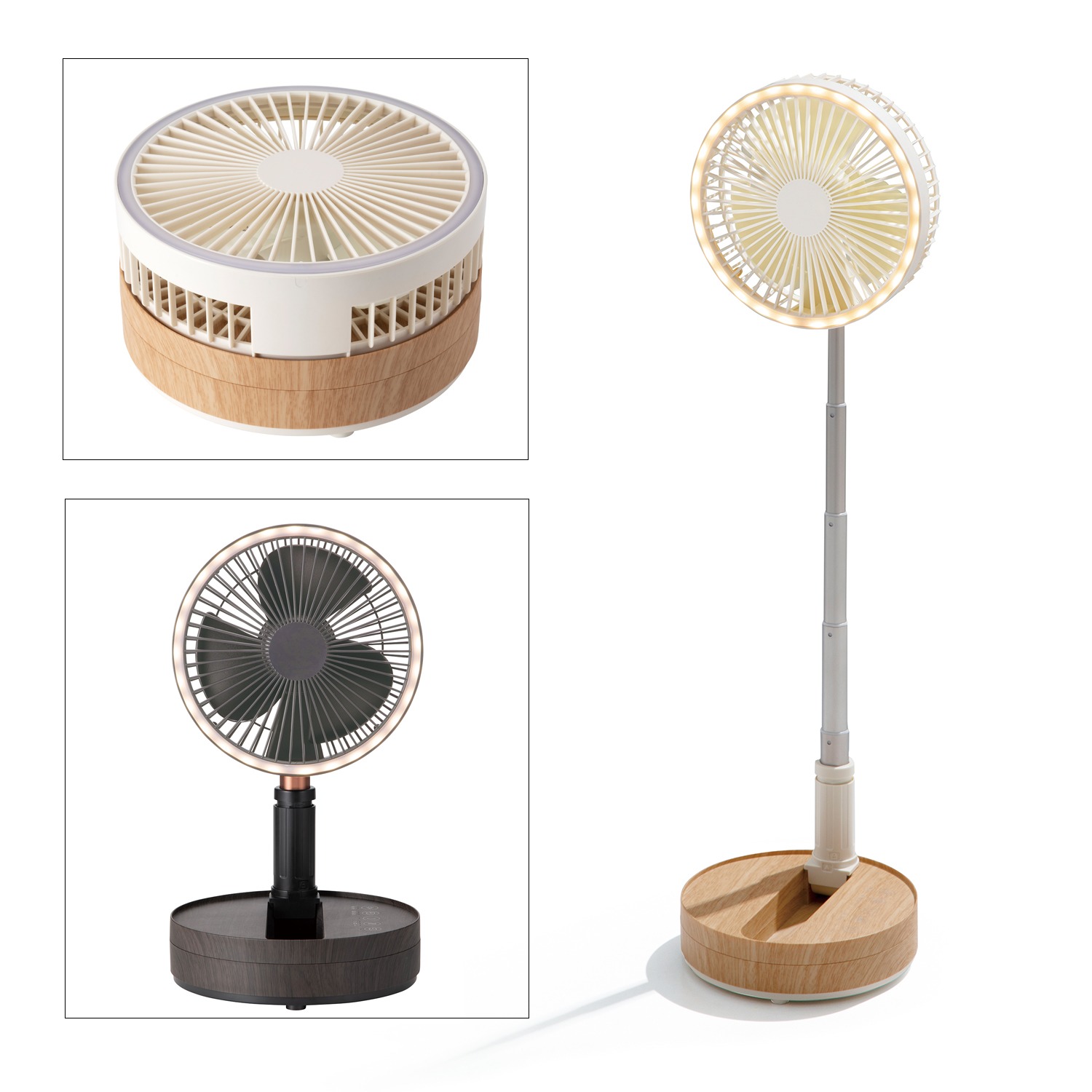 扇風機と ＬＥＤライトが融合した 充電式 マルチフォールディング ファン