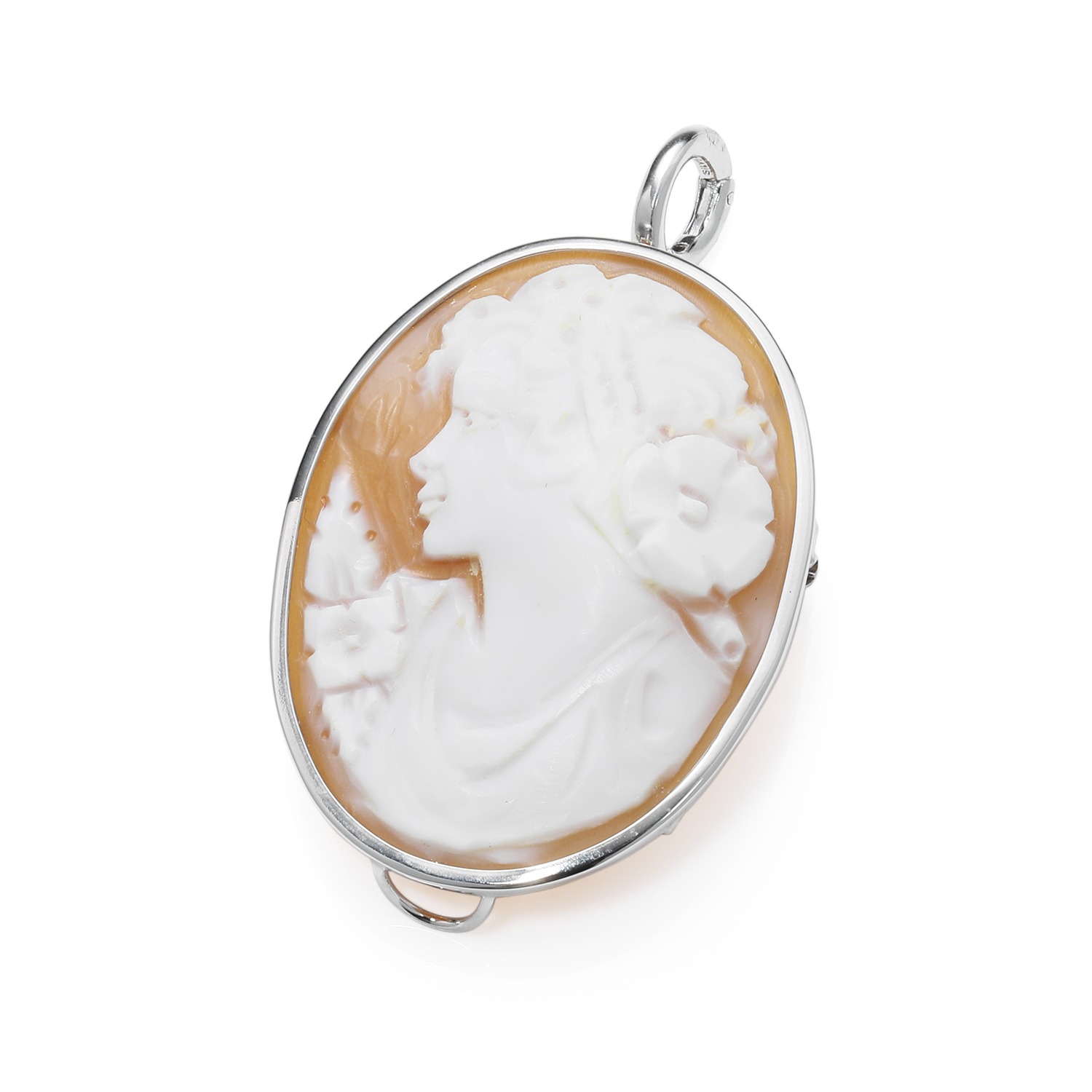 珠里 シェルカメオ ペンダントブローチ