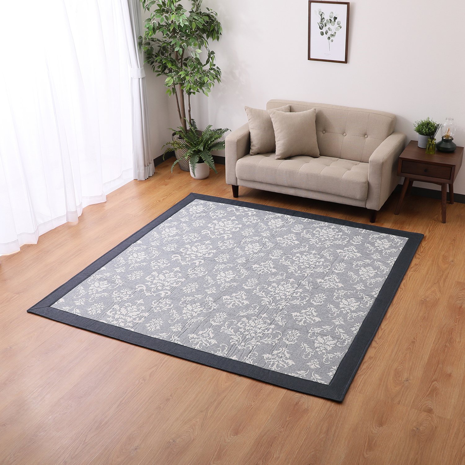 ＜１８５×１８５ｃｍ＞イケヒコ ふくれ織 ジャガードラグ