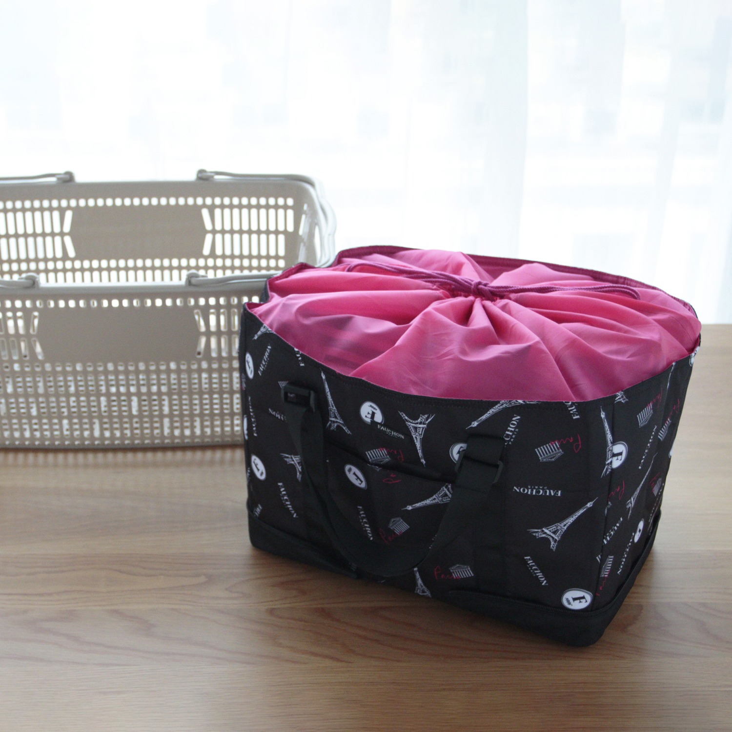 フォション プリント柄 ポケッタブル 保冷レジかご対応バッグ