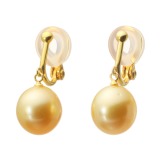 パール　ユリマ 無調色ナチュラル ゴールデン白蝶パール デザインイヤリング