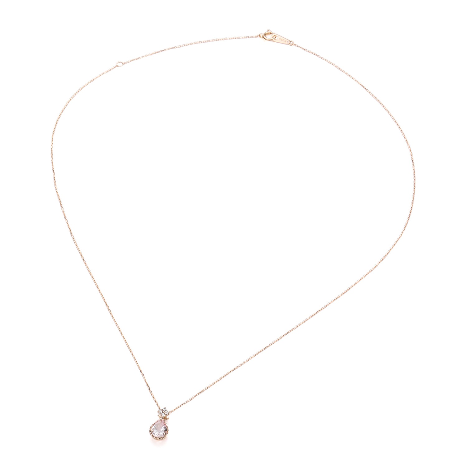 カラーレーヌ １８Ｋローズゴールド モーガナイト＆ダイヤモンド デザインペンダント