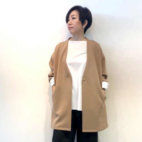 注目の商品 最新2１年6月新着 ショップチャンネル クリュドリィ スポンジタッチ ノーカラーコート かいこみ