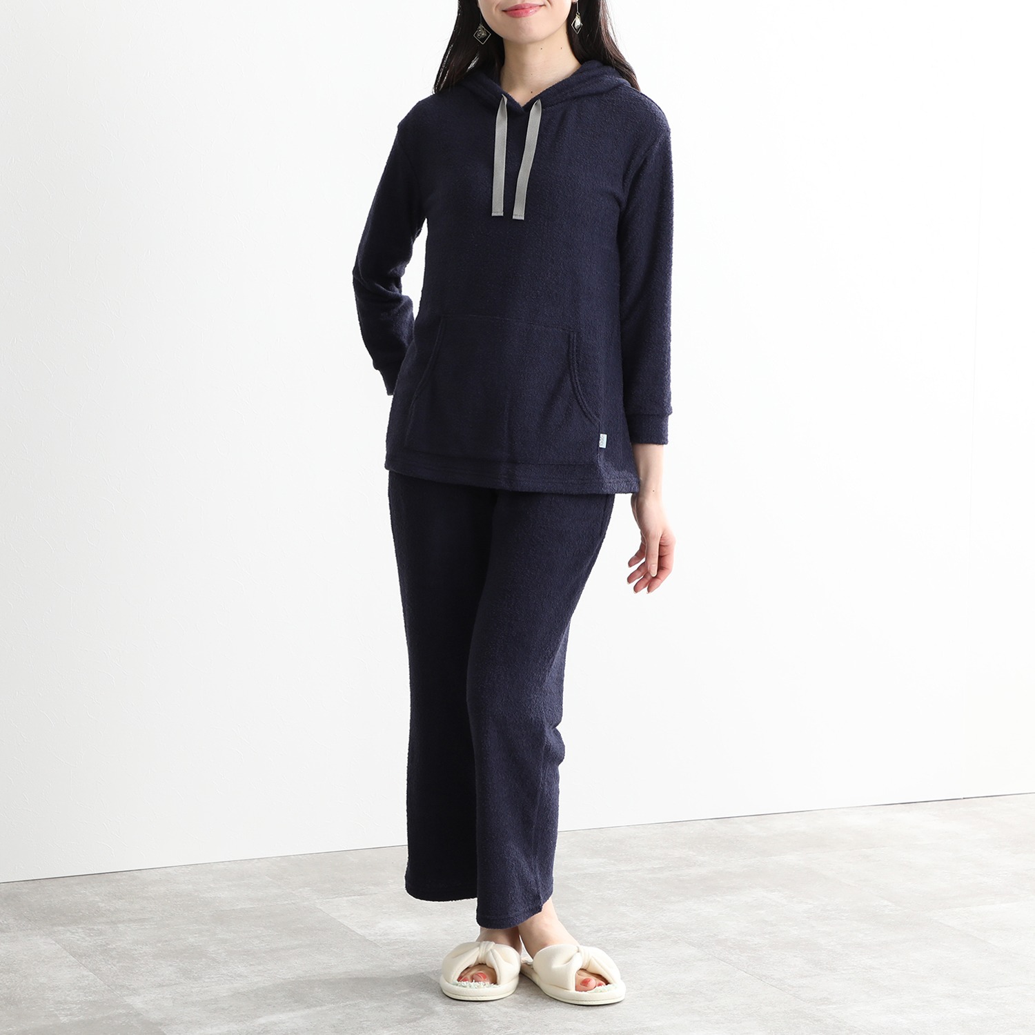 ソデス オールシーズン対応！ 両面ニットパイル フード付 長袖プルオーバー