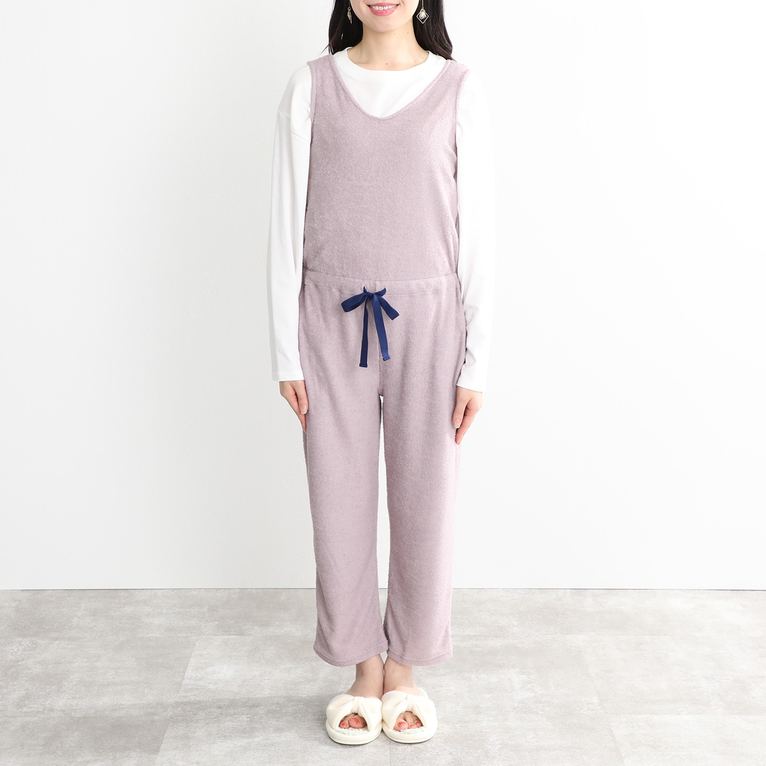 ソデス オールシーズン対応！ 両面ニットパイル ノースリーブ オールインワン